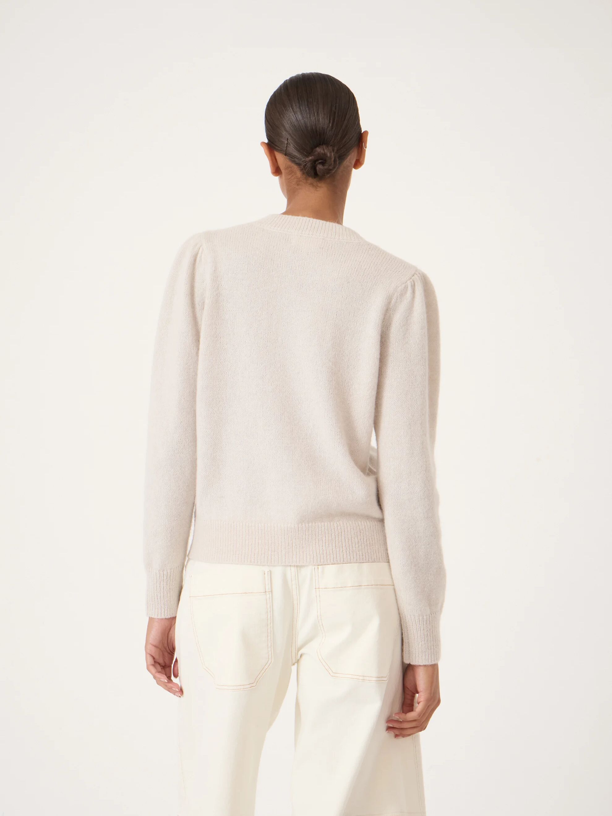 Wool Blend Gathered Shoulder Detail Cardigan