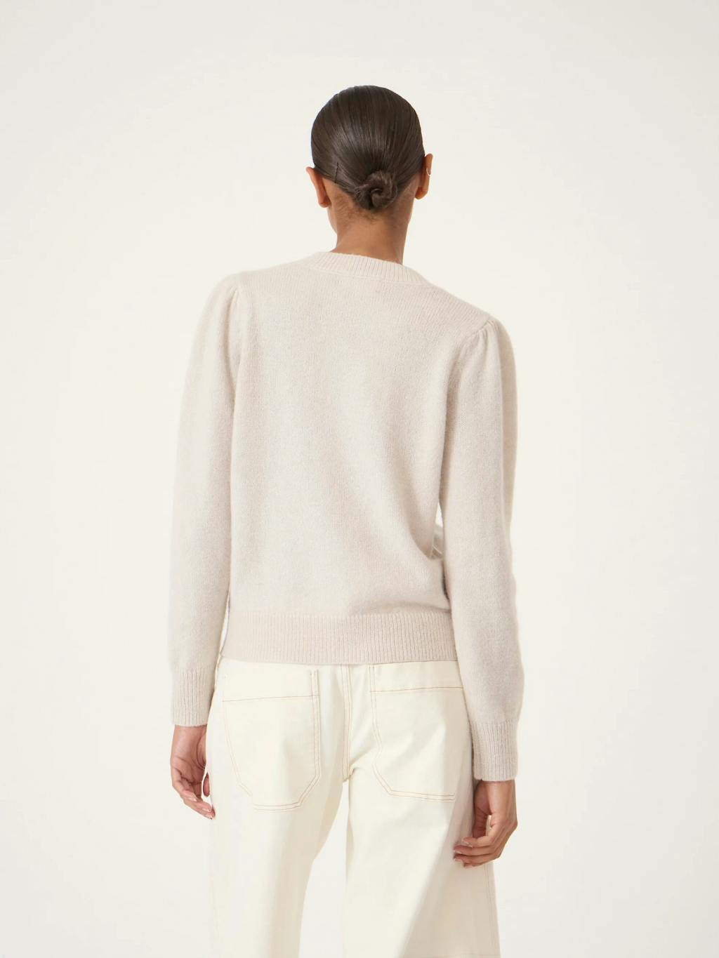 014275-0340-03 Wool Blend Gathered Shoulder Detail Cardigan