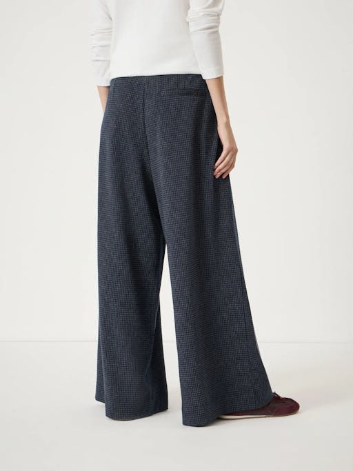 Taylor Check Wide Leg Jersey Trousers