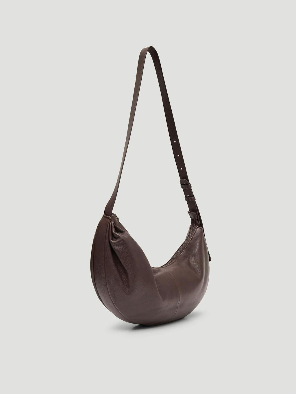 014256-1319-06 Romy Ruched Leather Crescent Bag