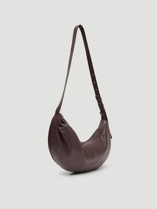 Romy Ruched Leather Crescent Bag