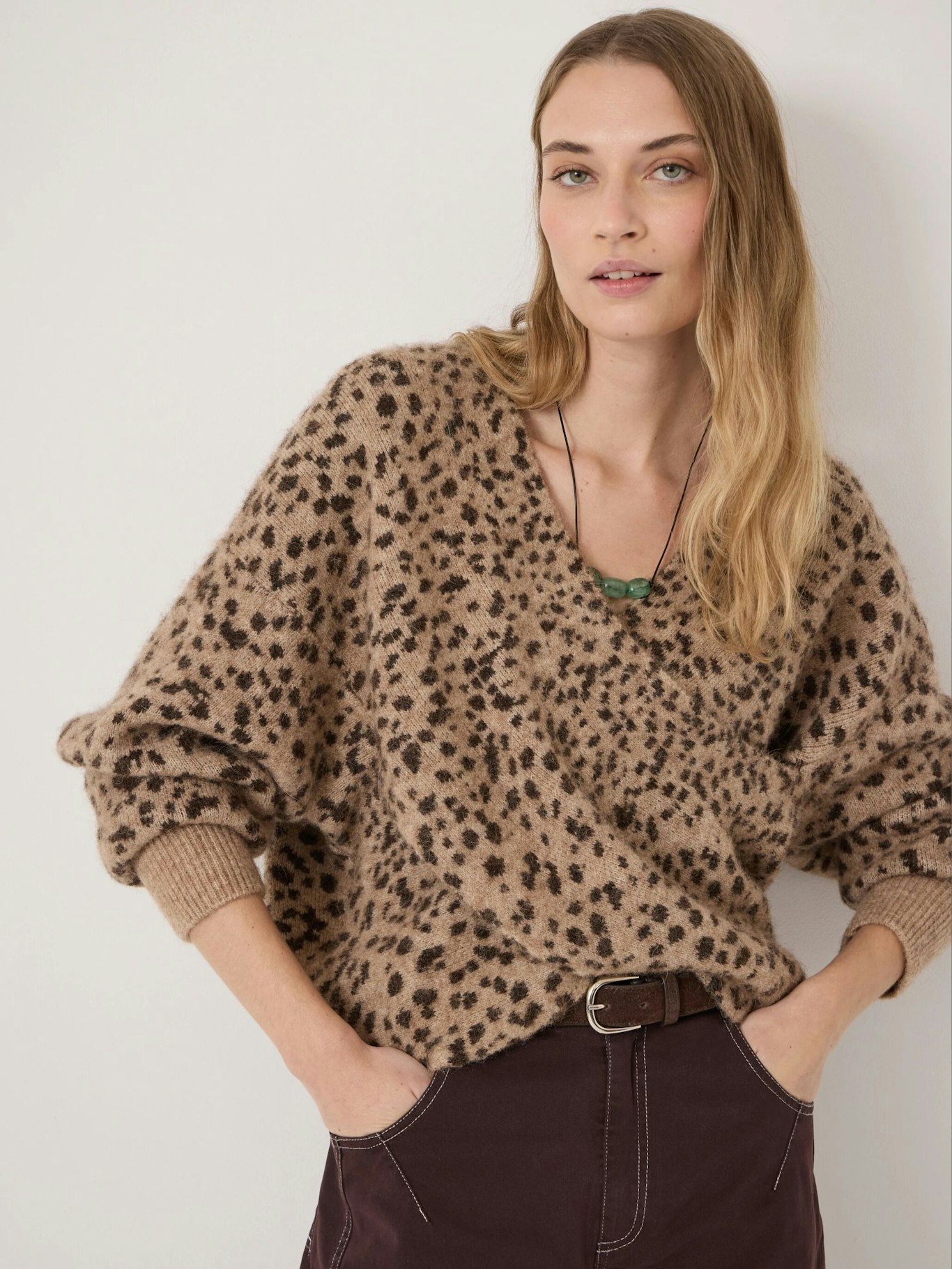 014355-0621-04 Betty Wool Blend Patterned Wrap Jumper