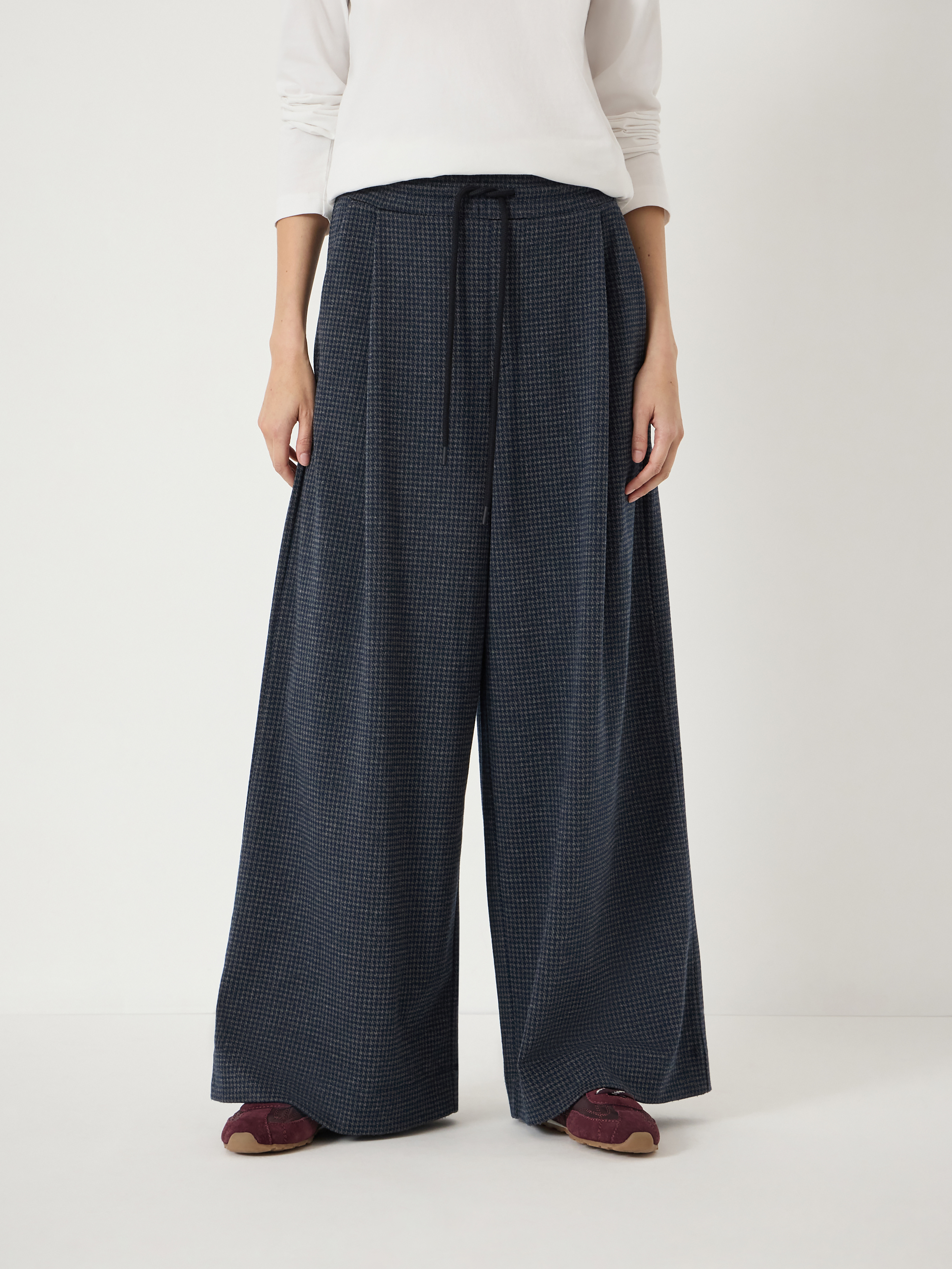 Taylor Check Wide Leg Jersey Trousers