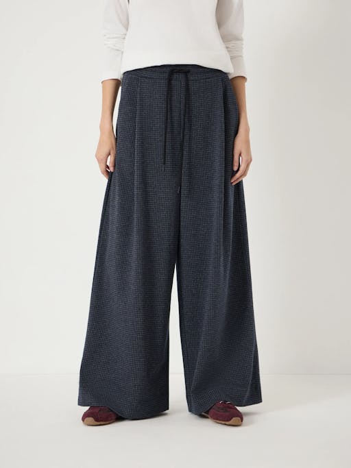 Taylor Check Wide Leg Jersey Trousers