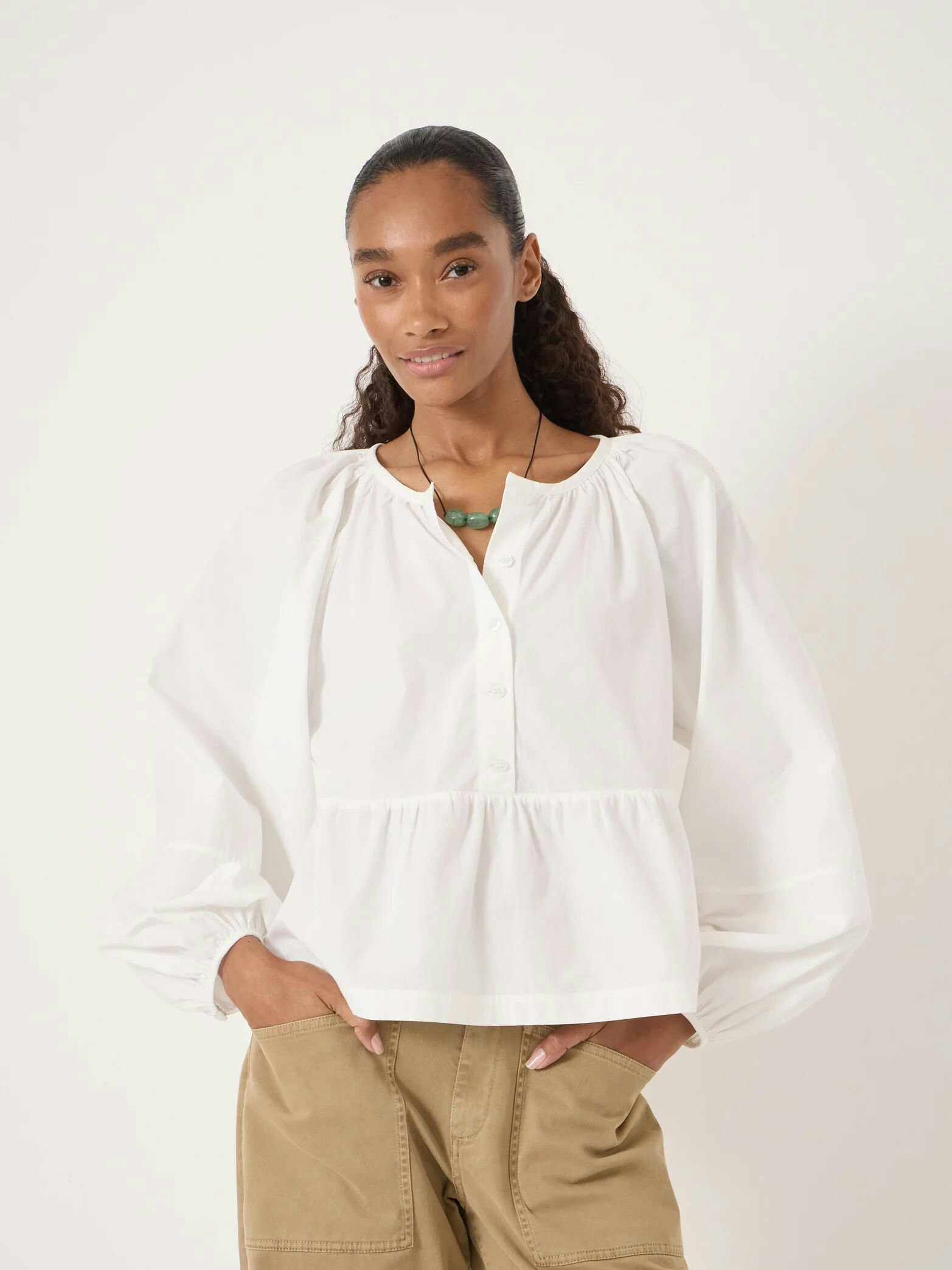 Beck Cotton Peplum Blouse - White | Hush 【muguet】noir tutu 