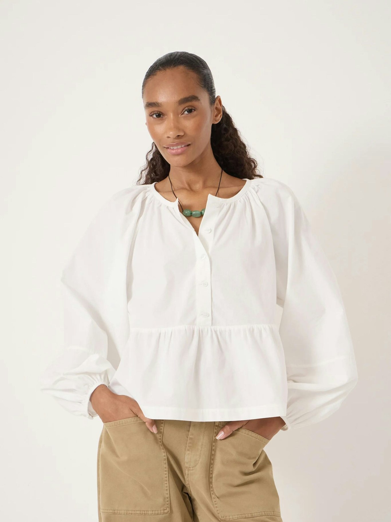 015153-0001-01 Beck Cotton Peplum Blouse