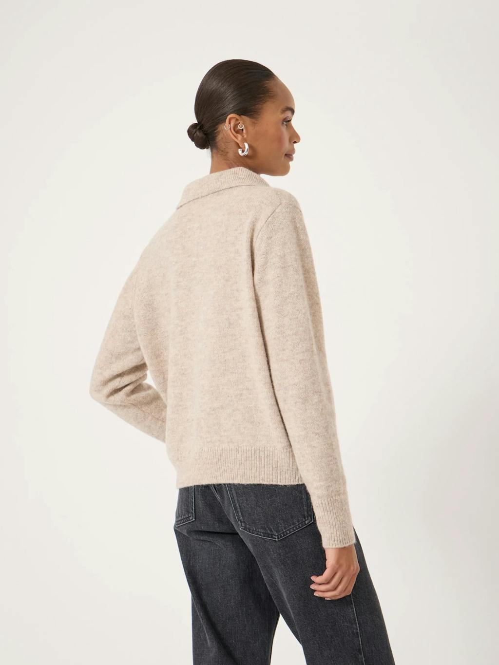 014569-2860-03 Wool Blend Collar Detail Jumper with Flower Embroidery