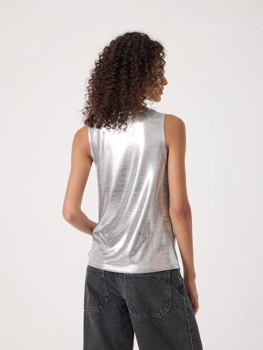 Silver Metallic Slub Vest
