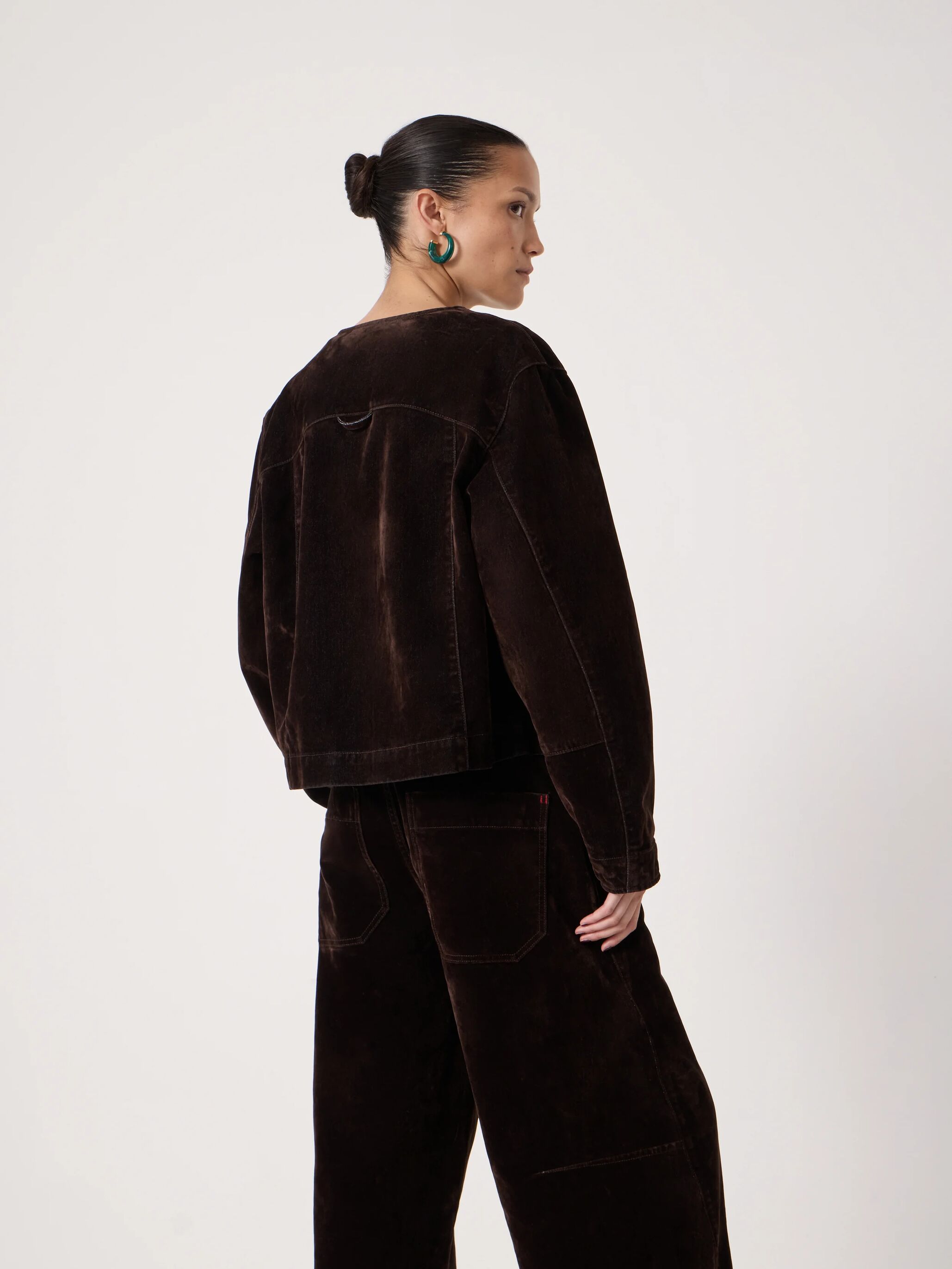 Velma Velvet Flocked Denim Jacket