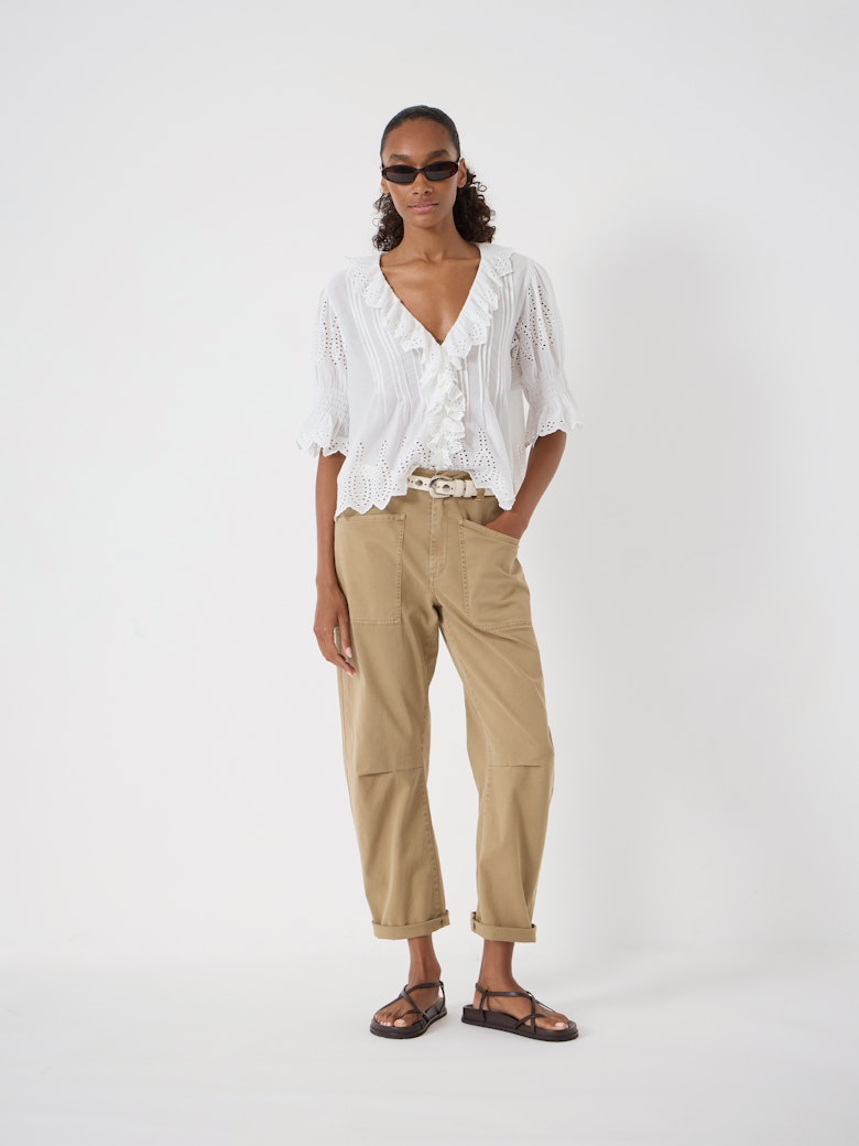 Cordi Barrel Leg Cotton Trousers