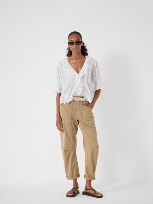 Cordi Barrel Leg Cotton Trousers