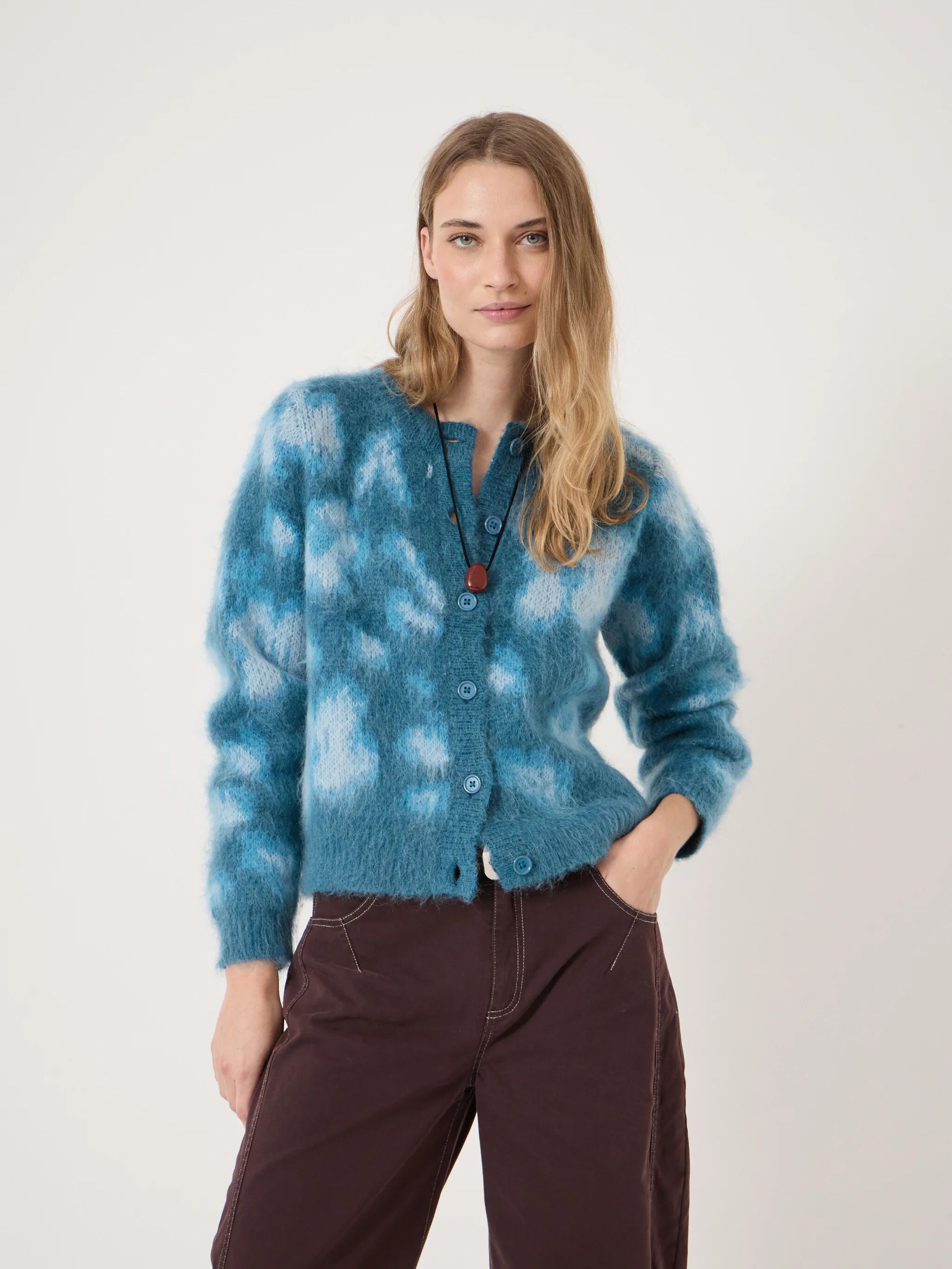 Florrie Patterned Cardigan with Wool