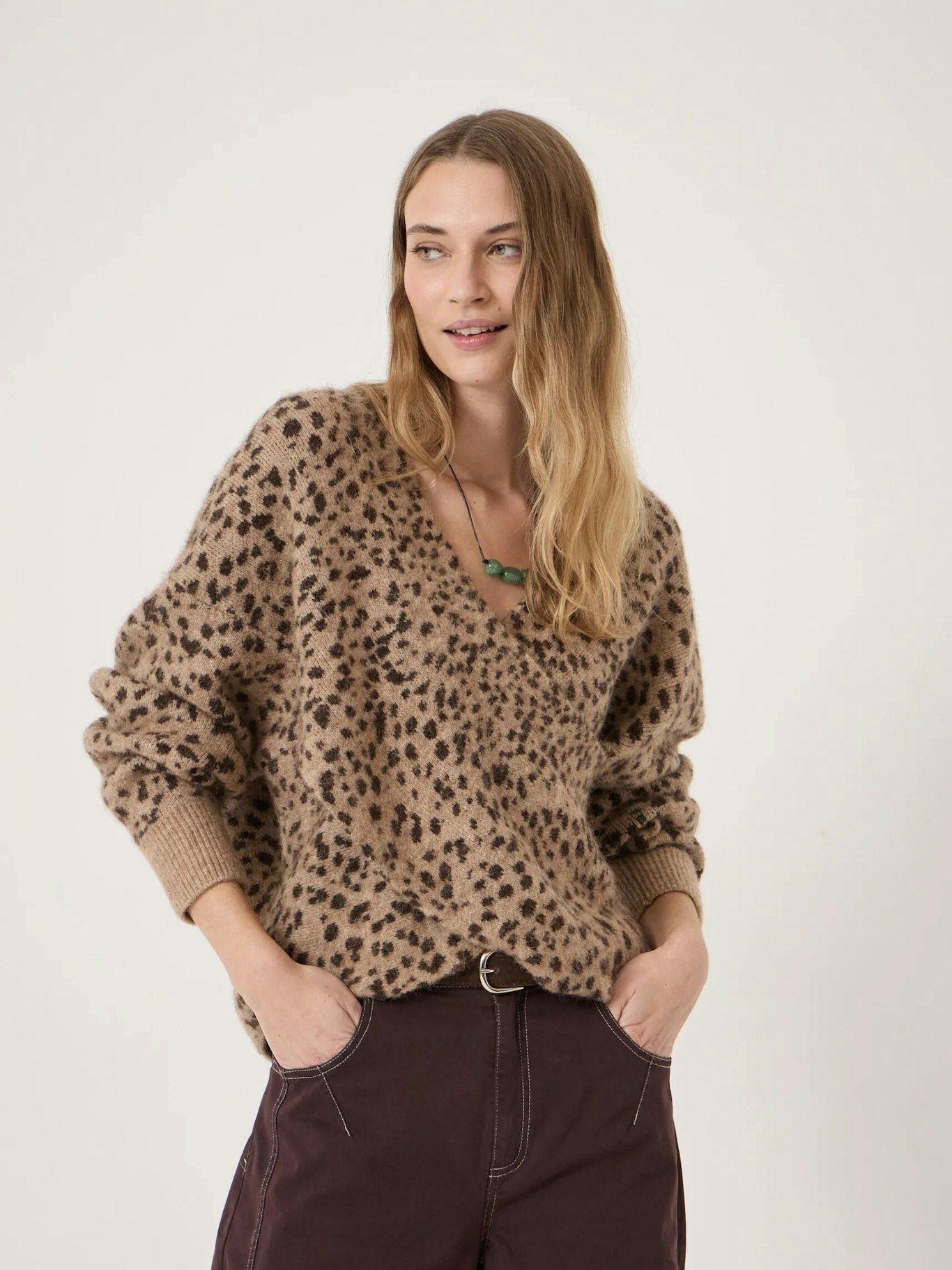 014355-0621-01 Betty Wool Blend Patterned Wrap Jumper