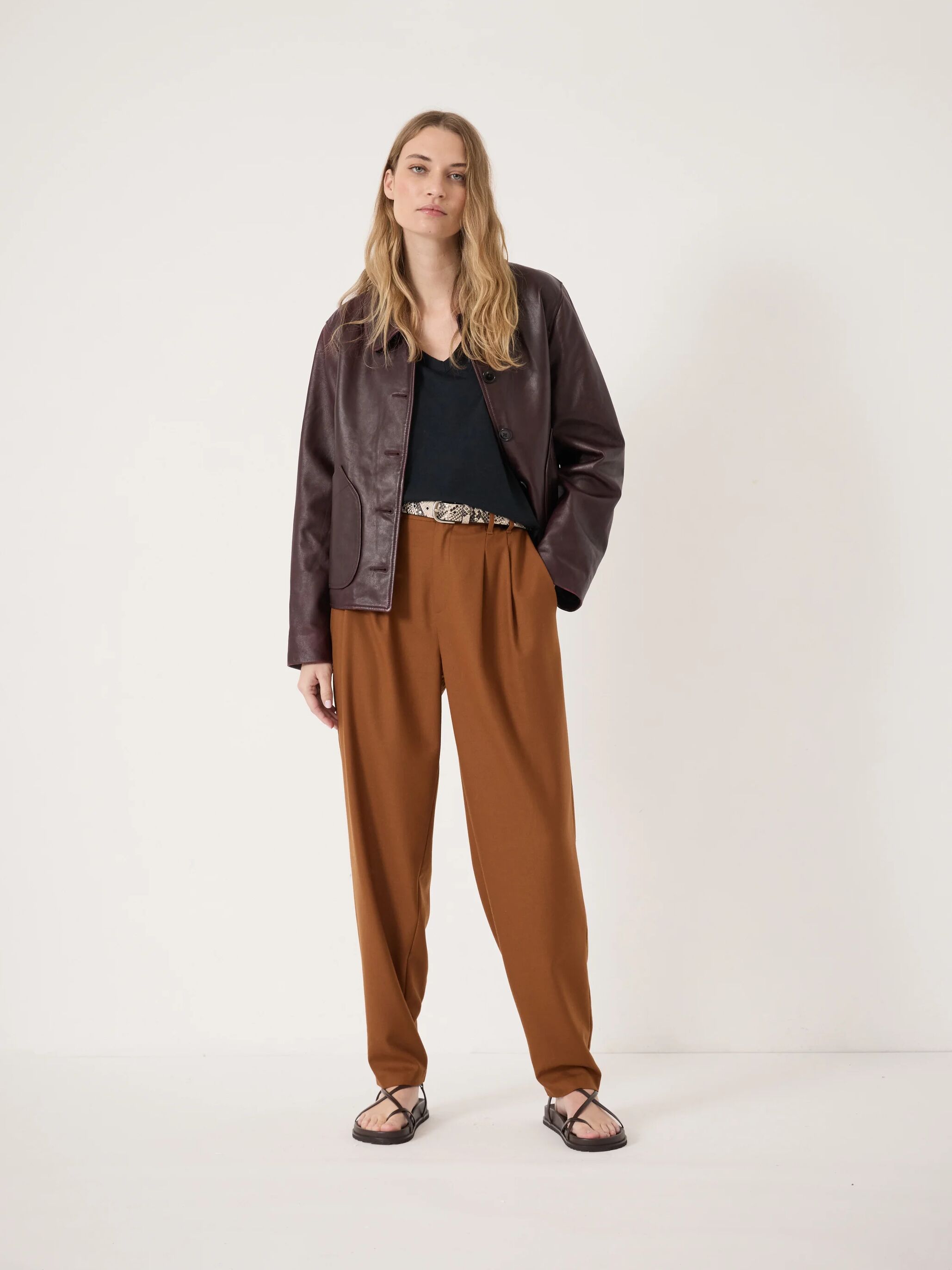 Noa Wool Blend Tapered Leg Trousers