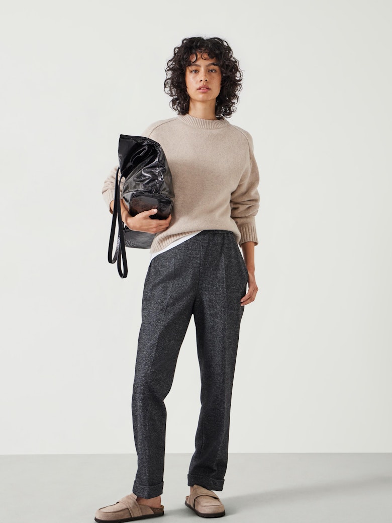 Eliz Slim Wool Blend Check Trousers