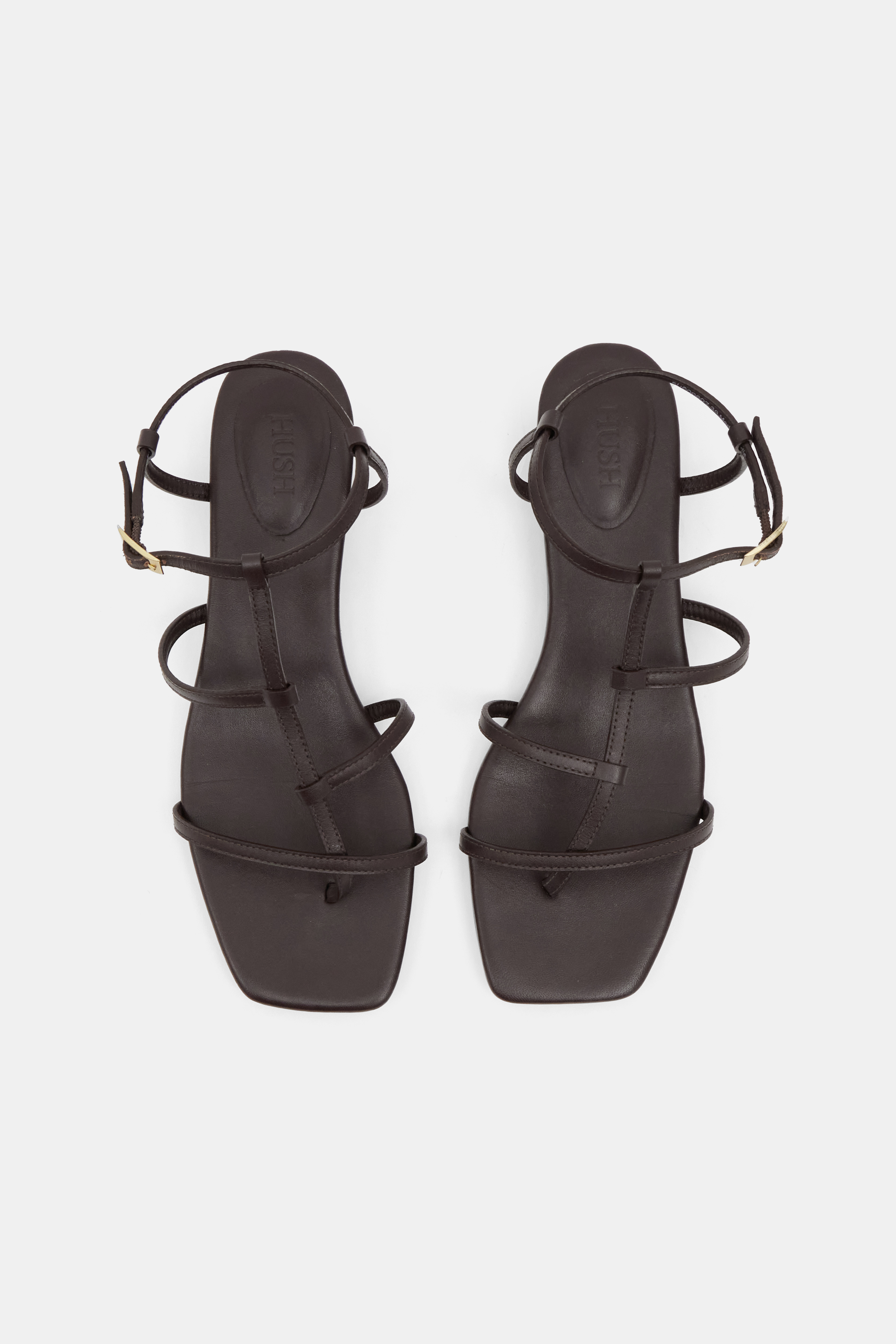 Leather Strappy Low Heel Sandals