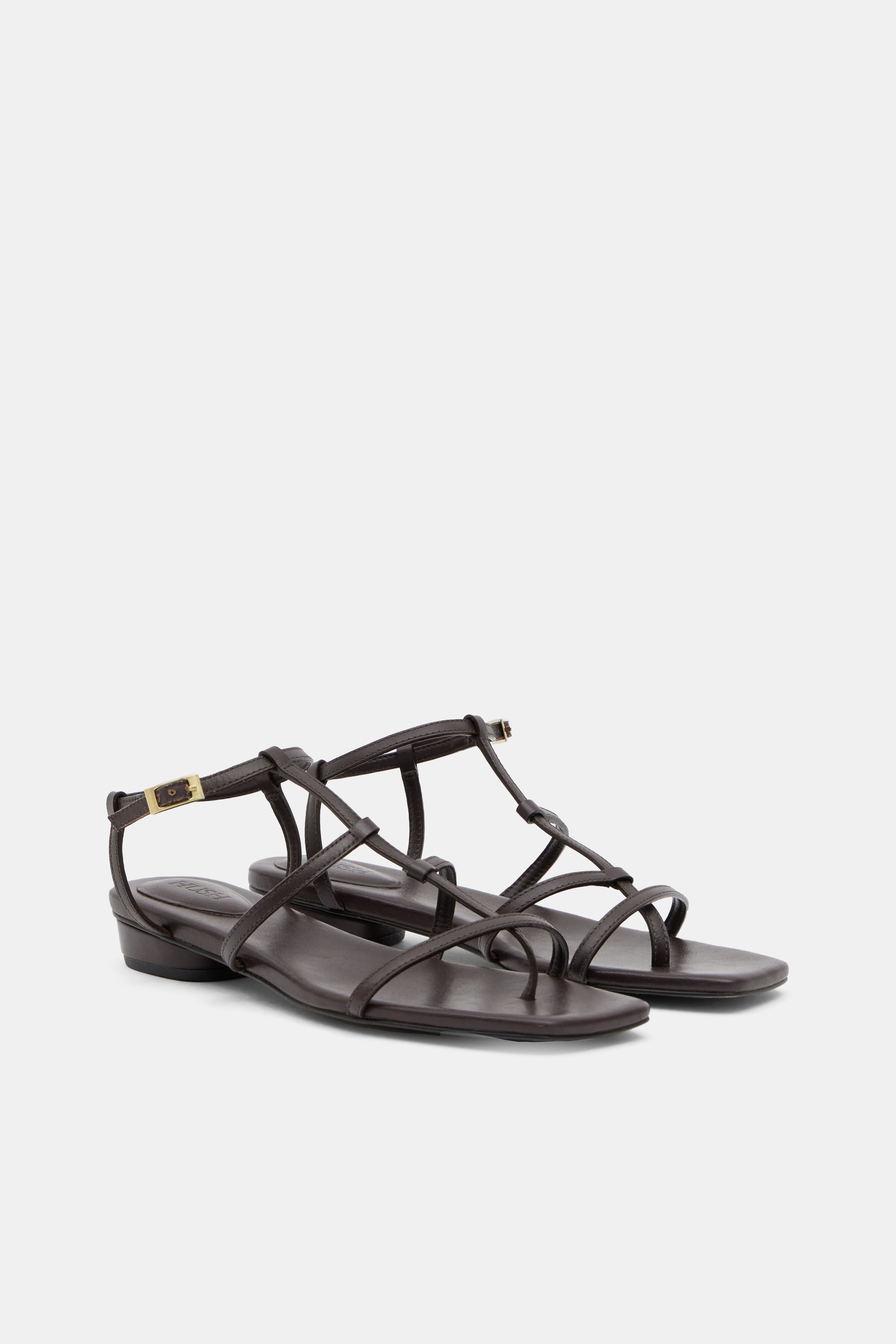 Leather Strappy Low Heel Sandals