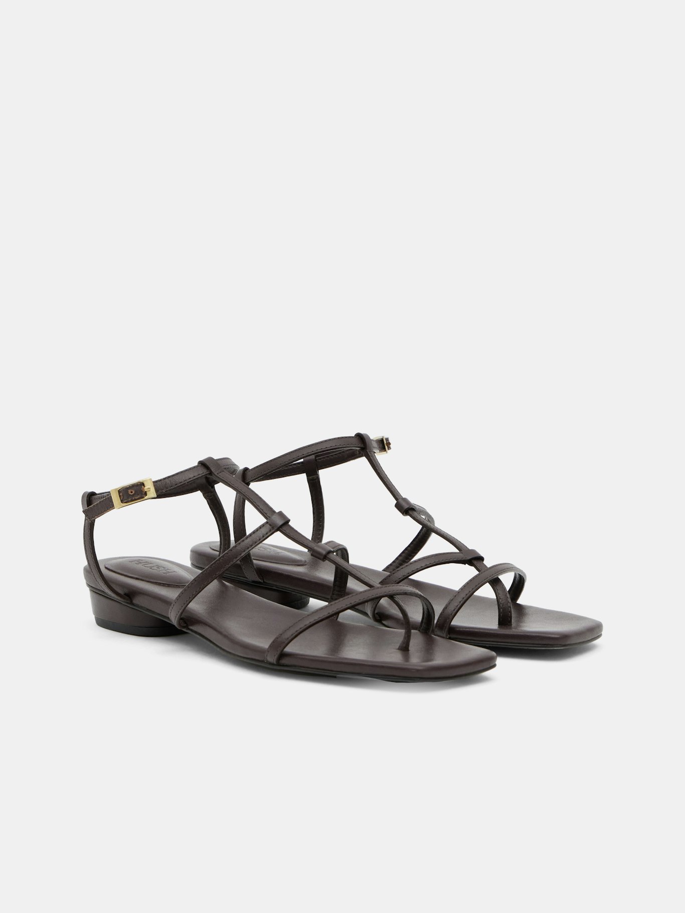 012893-1324-03 Leather Strappy Low Heel Sandals