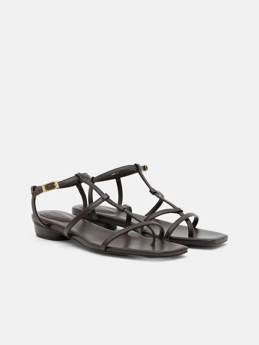 012893-1324-03 Leather Strappy Low Heel Sandals