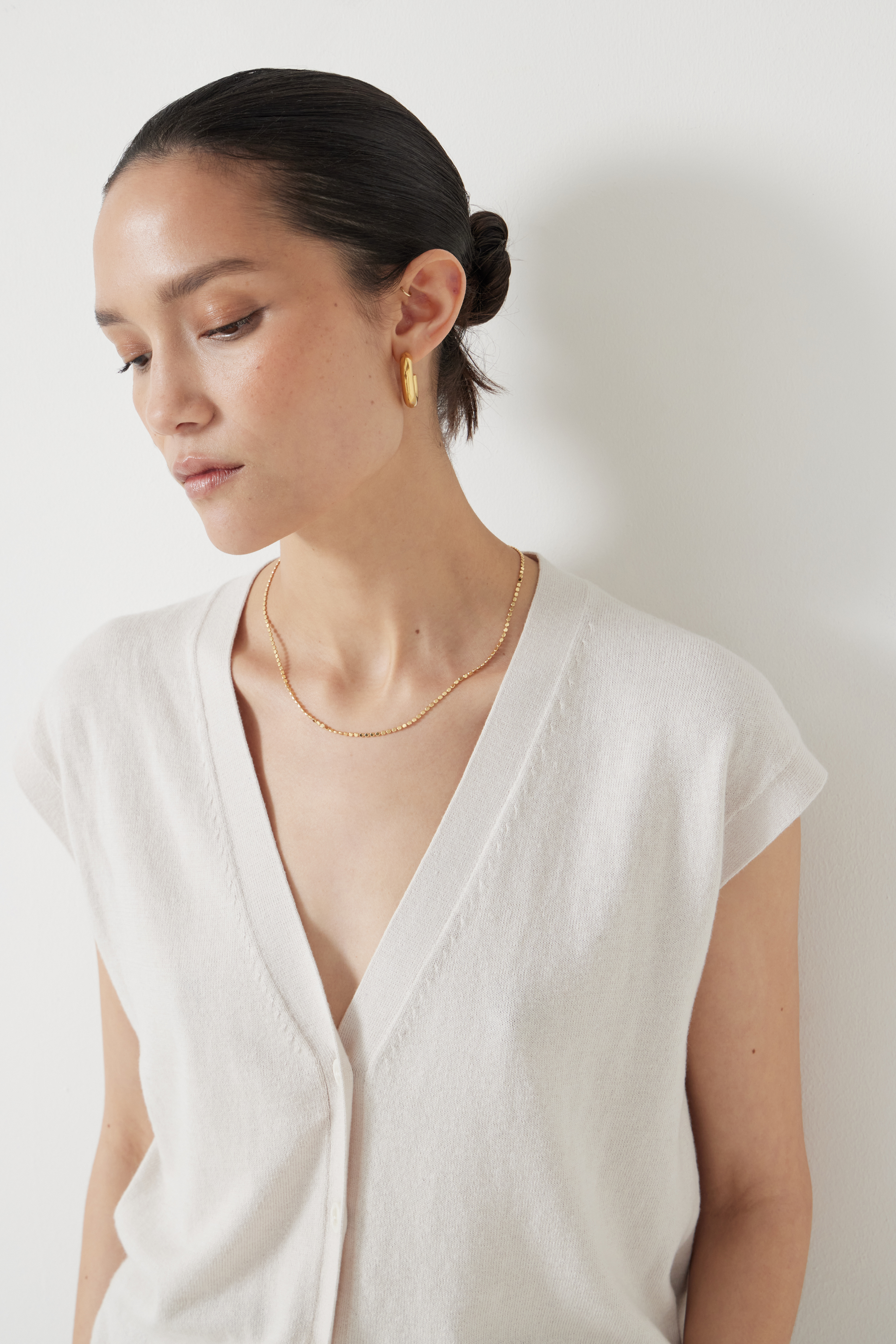 Fine Knit Button Front Vest Top (Oatmeal Marl)