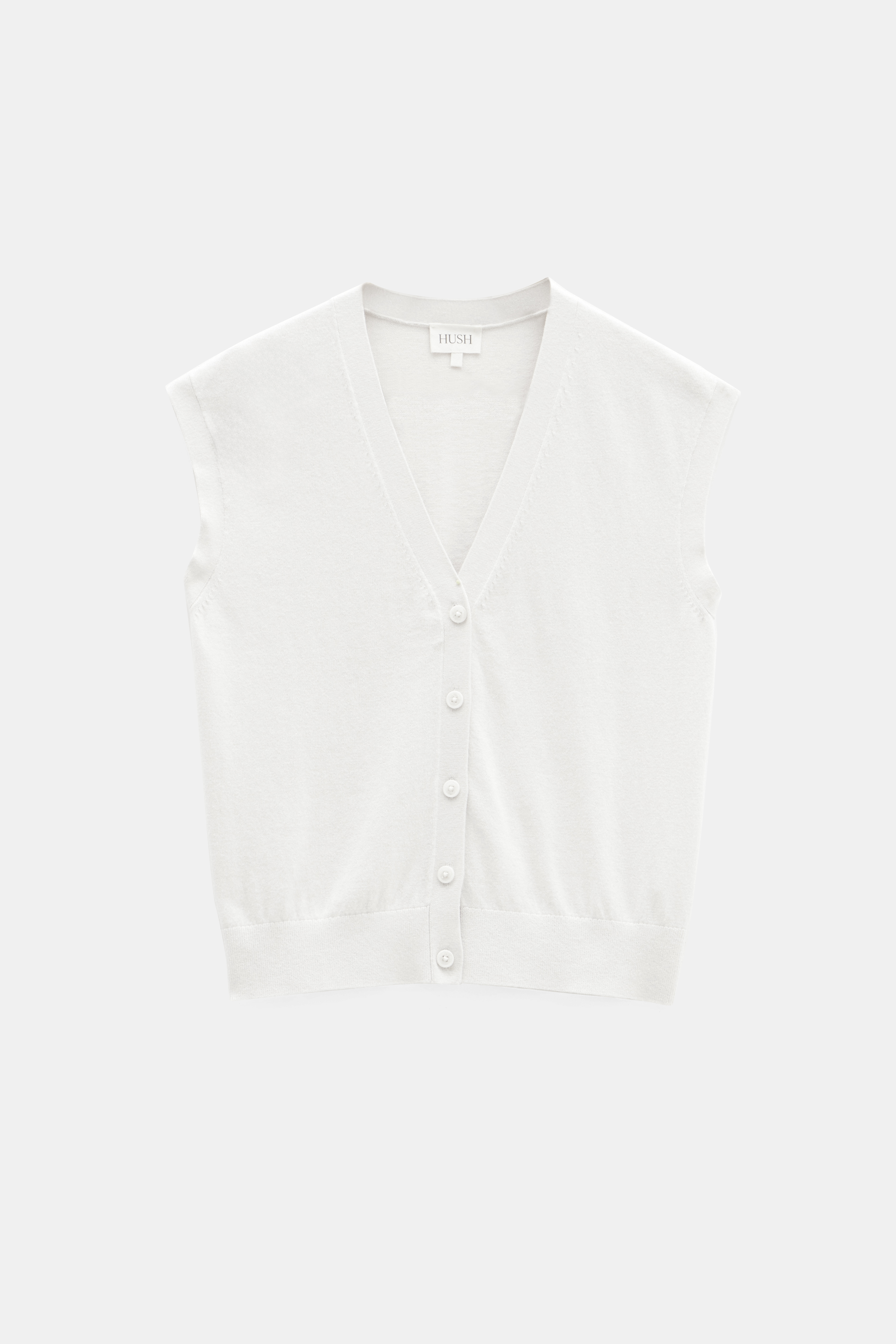 Fine Knit Button Front Vest Top (Oatmeal Marl)