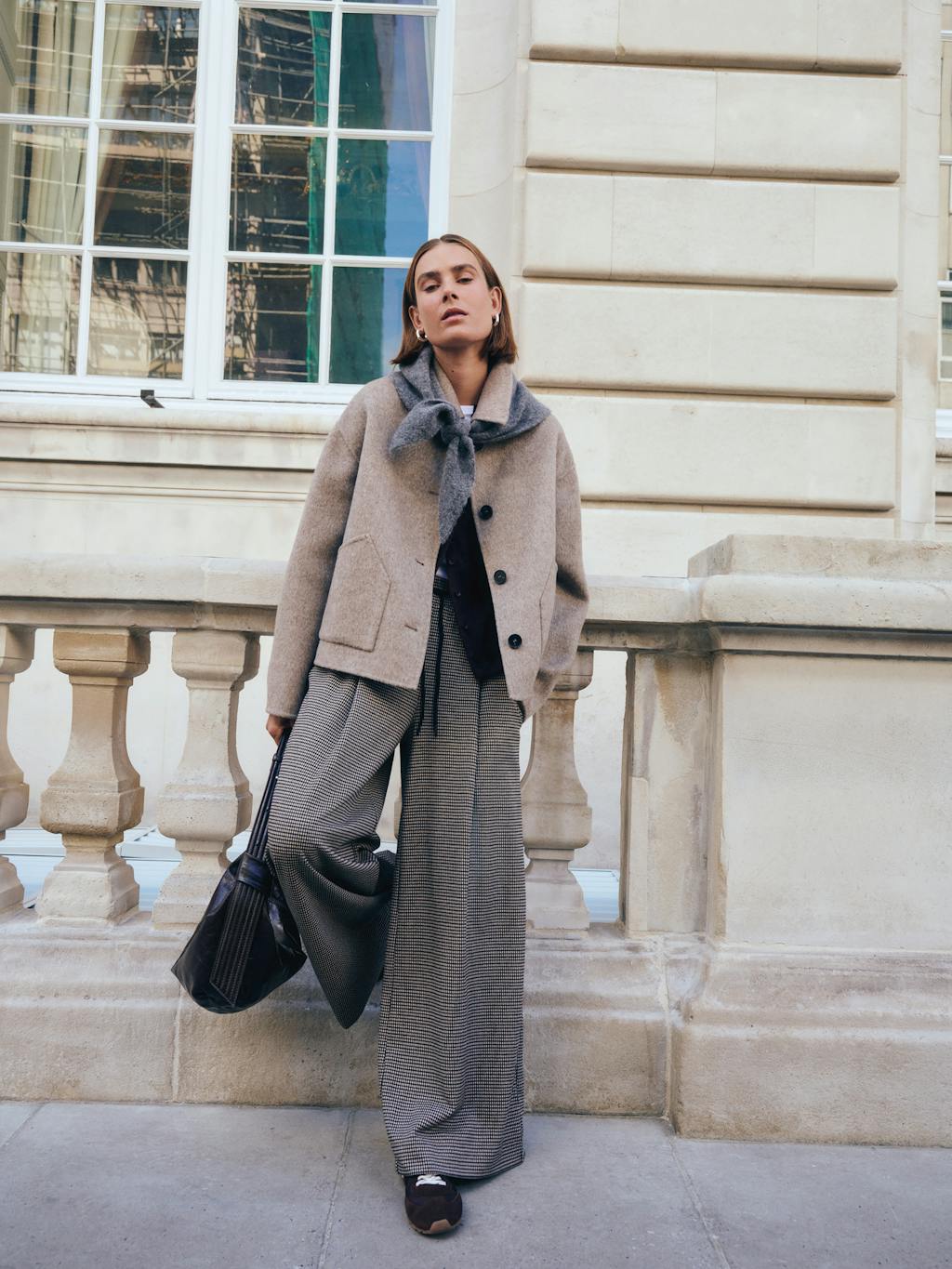 014222-4805-10 Check Wide Leg Jersey Trousers