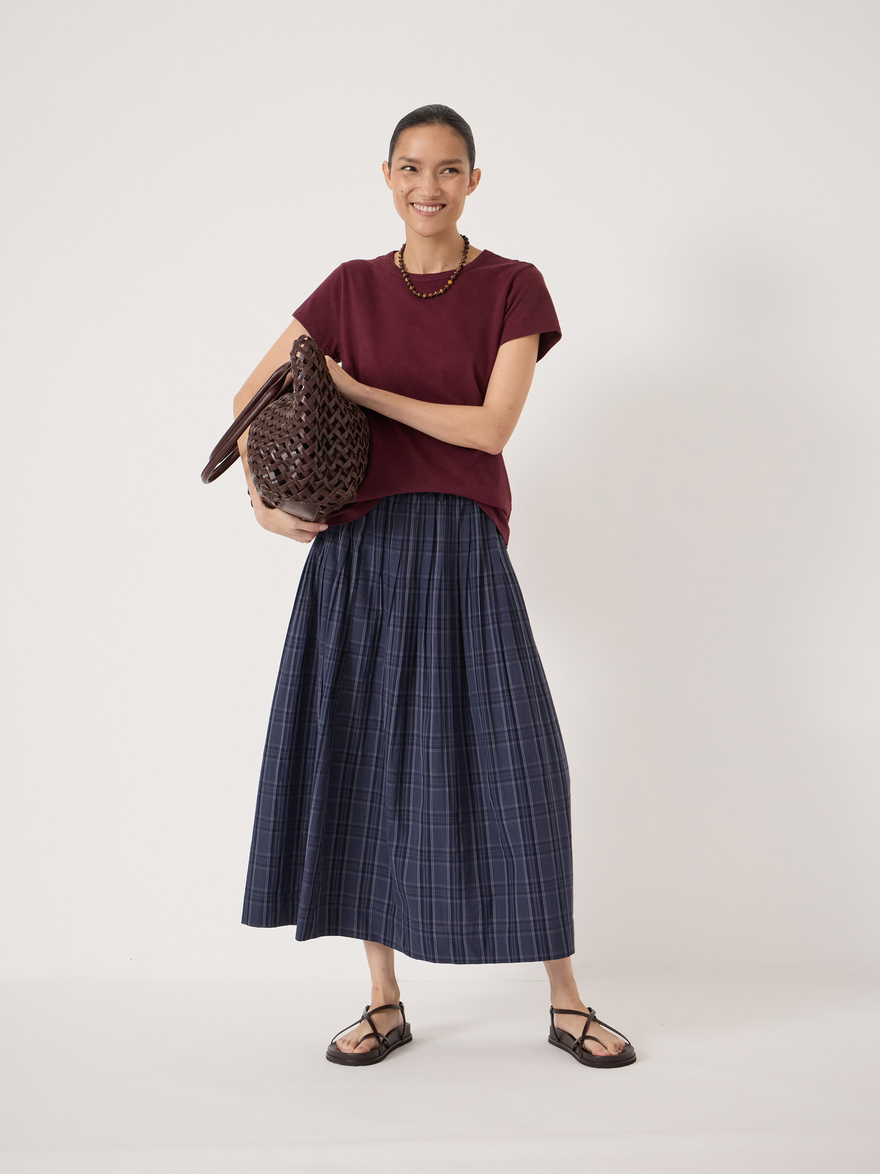Maddie Pleated Check Skirt | Check Blue | hush