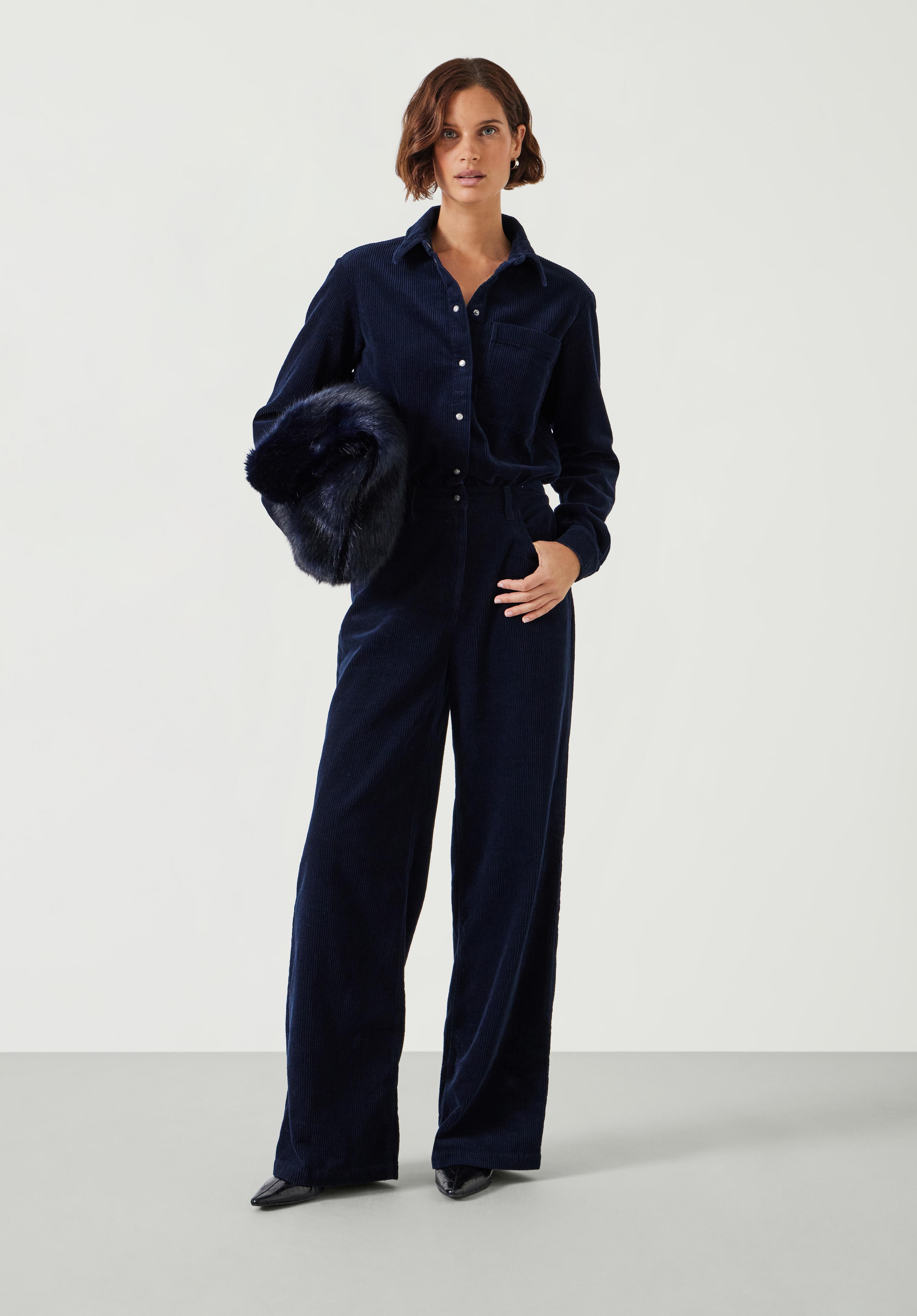 Evelyn Cord Jumpsuit - Washed Navy | Hush