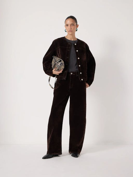 Velma Velvet Flocked Denim Jacket