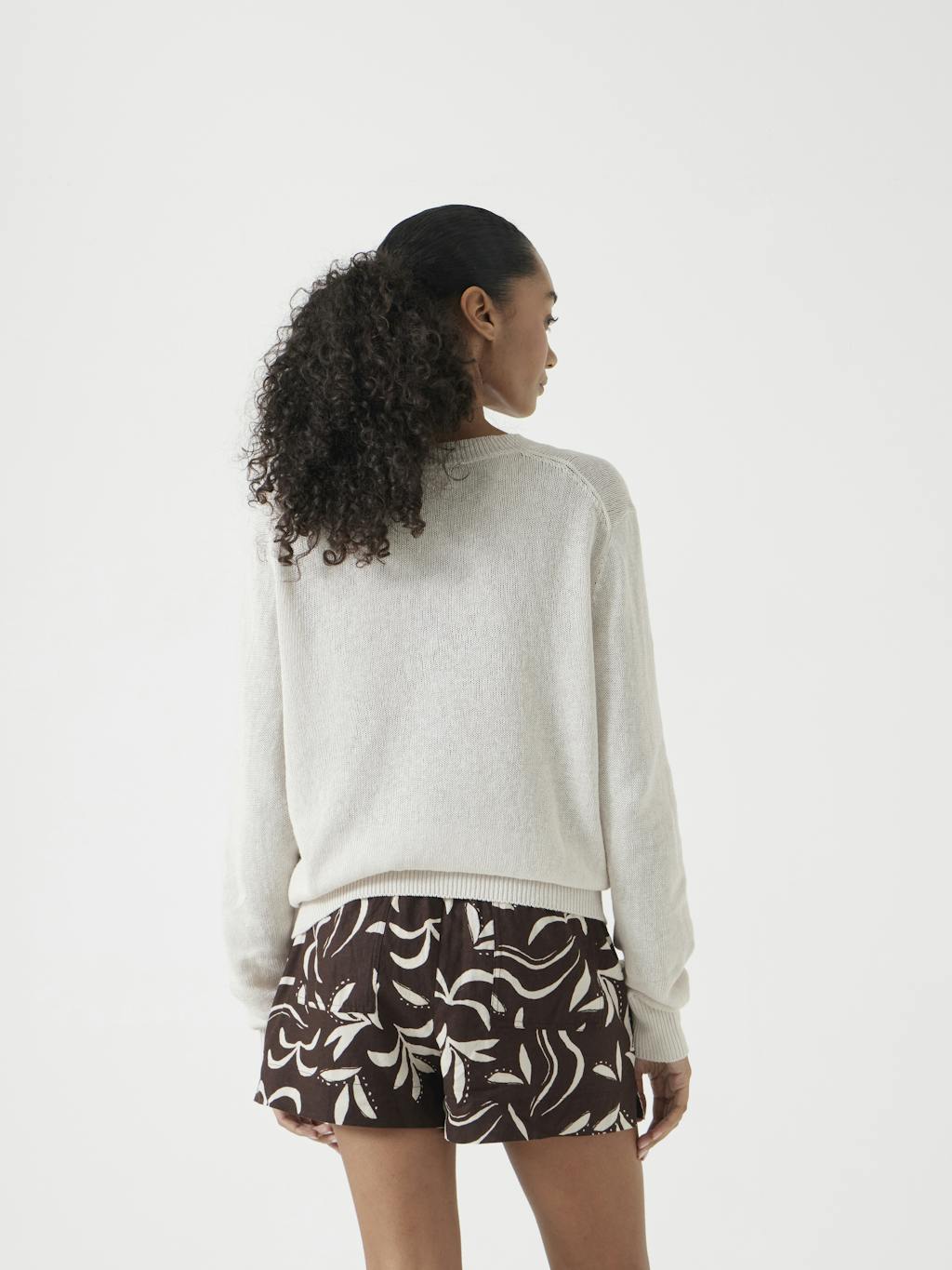 013275-0340-03 Linen Blend V Neck Jumper