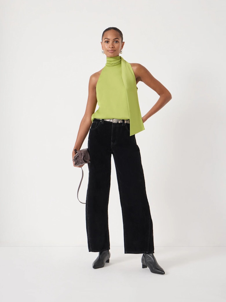 Velvet Flocked Denim Bree Barrel Jeans