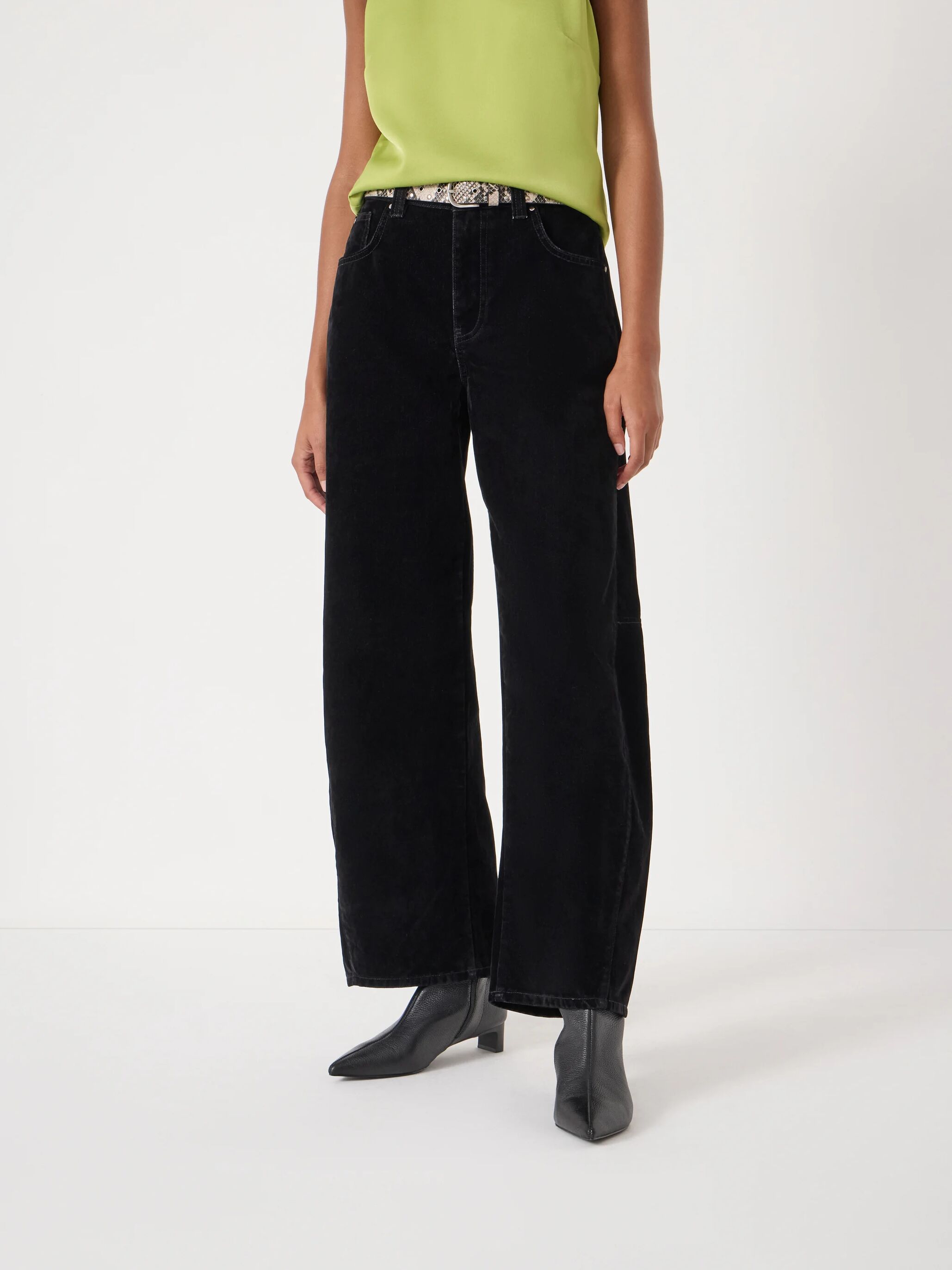 Velvet Flocked Denim Bree Barrel Jeans