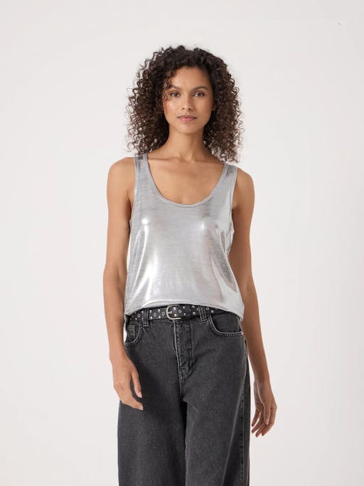 Silver Metallic Slub Vest