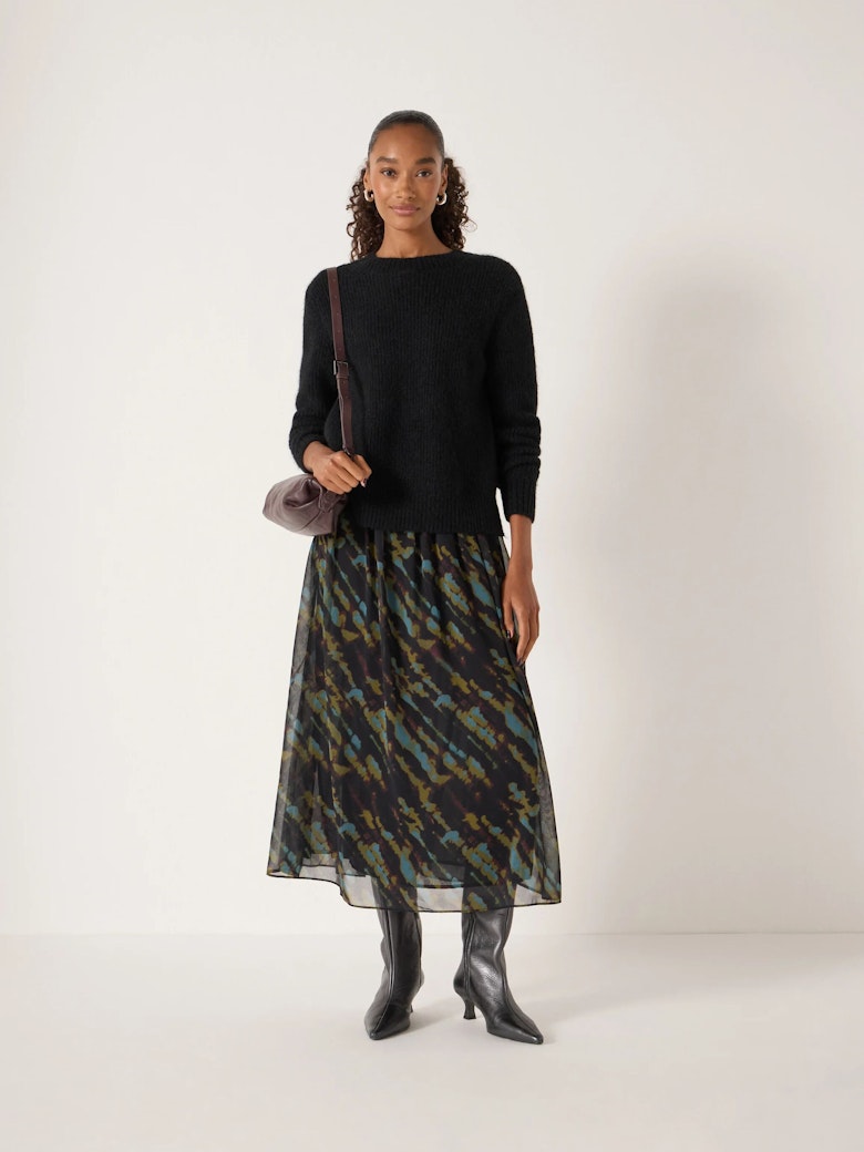 Clara Knit Woven Midi Jumper Dress