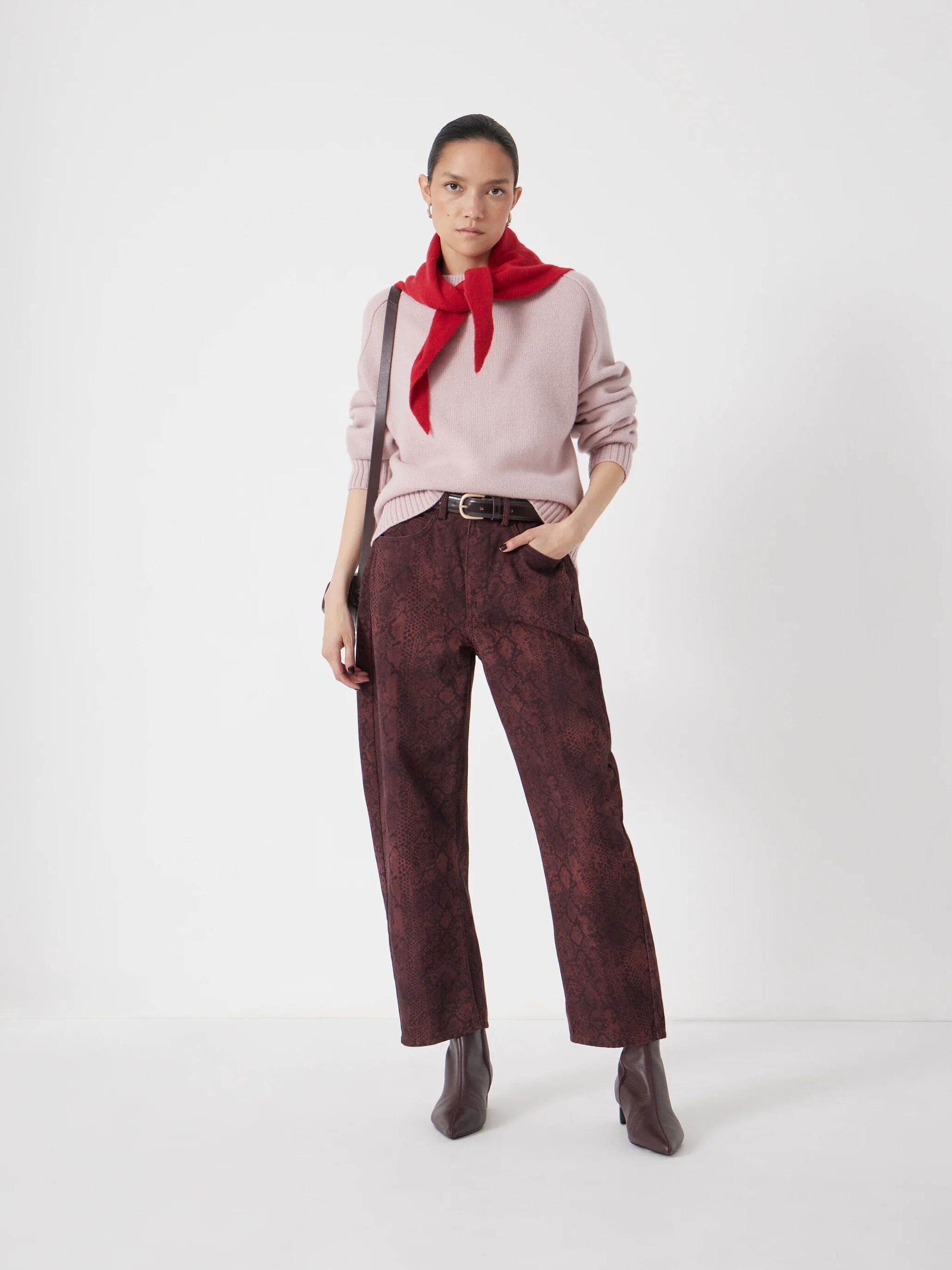 Cordelia Barrel Leg Snake Print Jeans