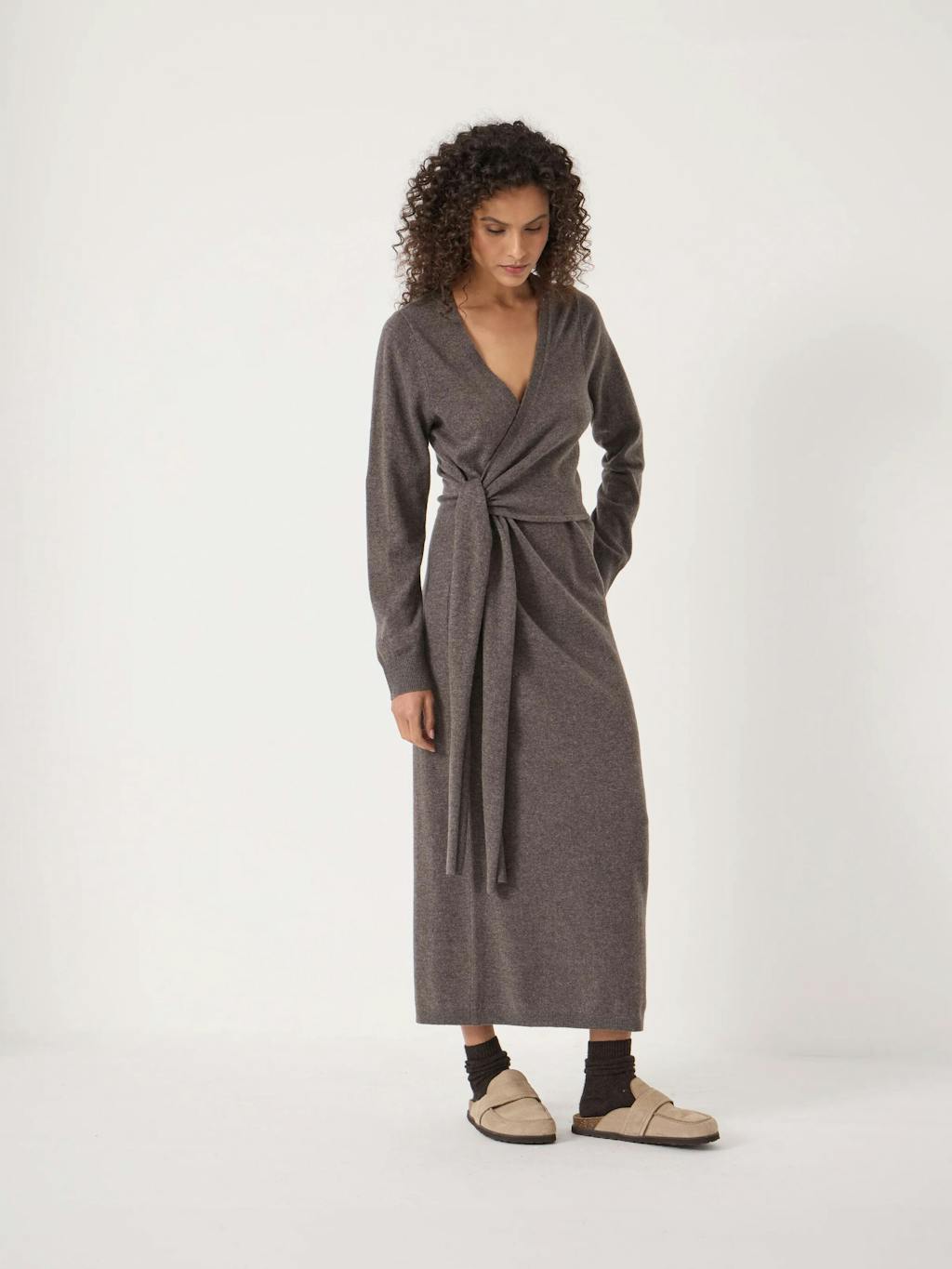 013971-3720-02 Merino V-Neck Tie Detail Dress