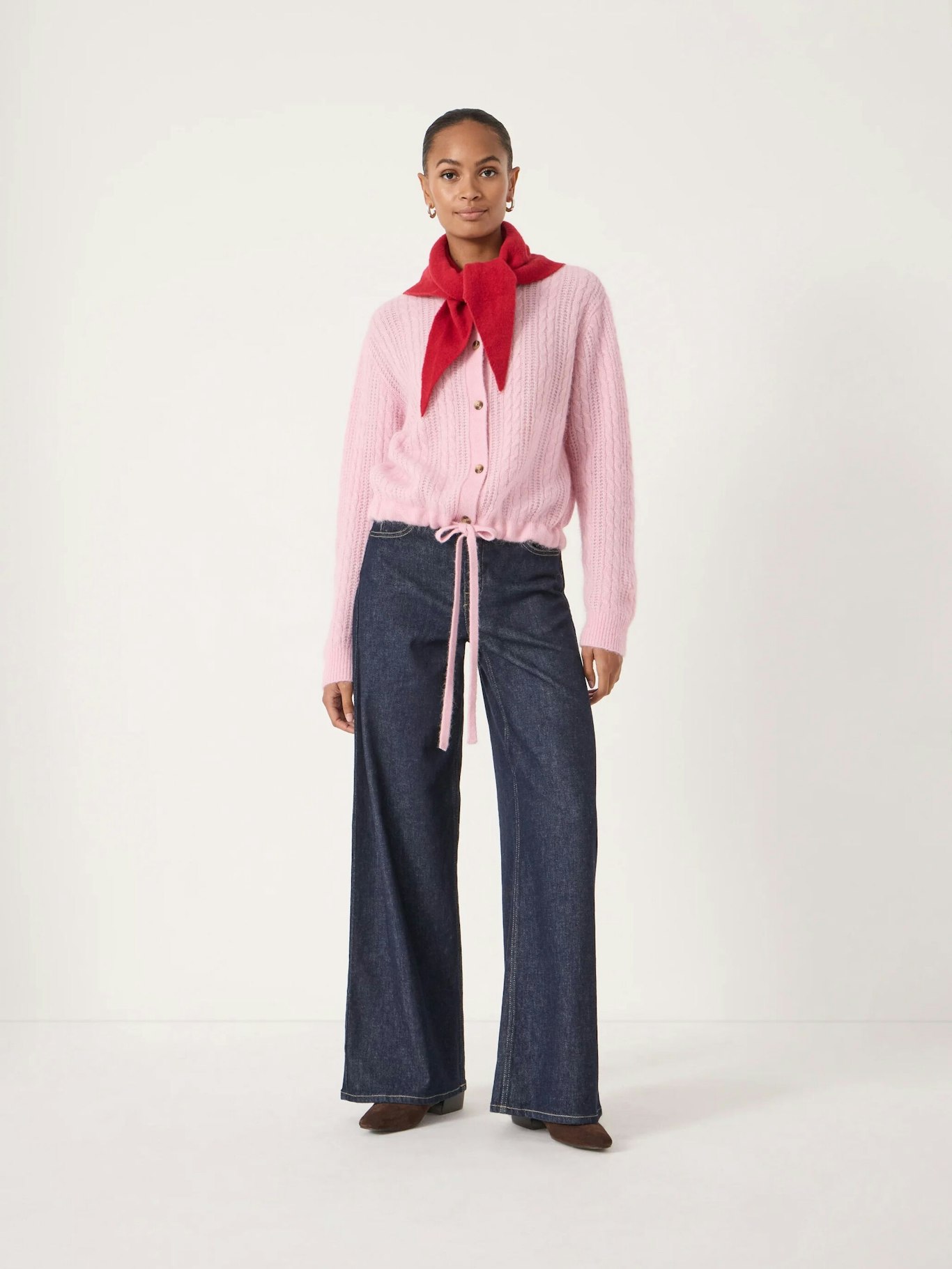 013979-1314-02 Pointelle Stitch Wool Blend Cardigan