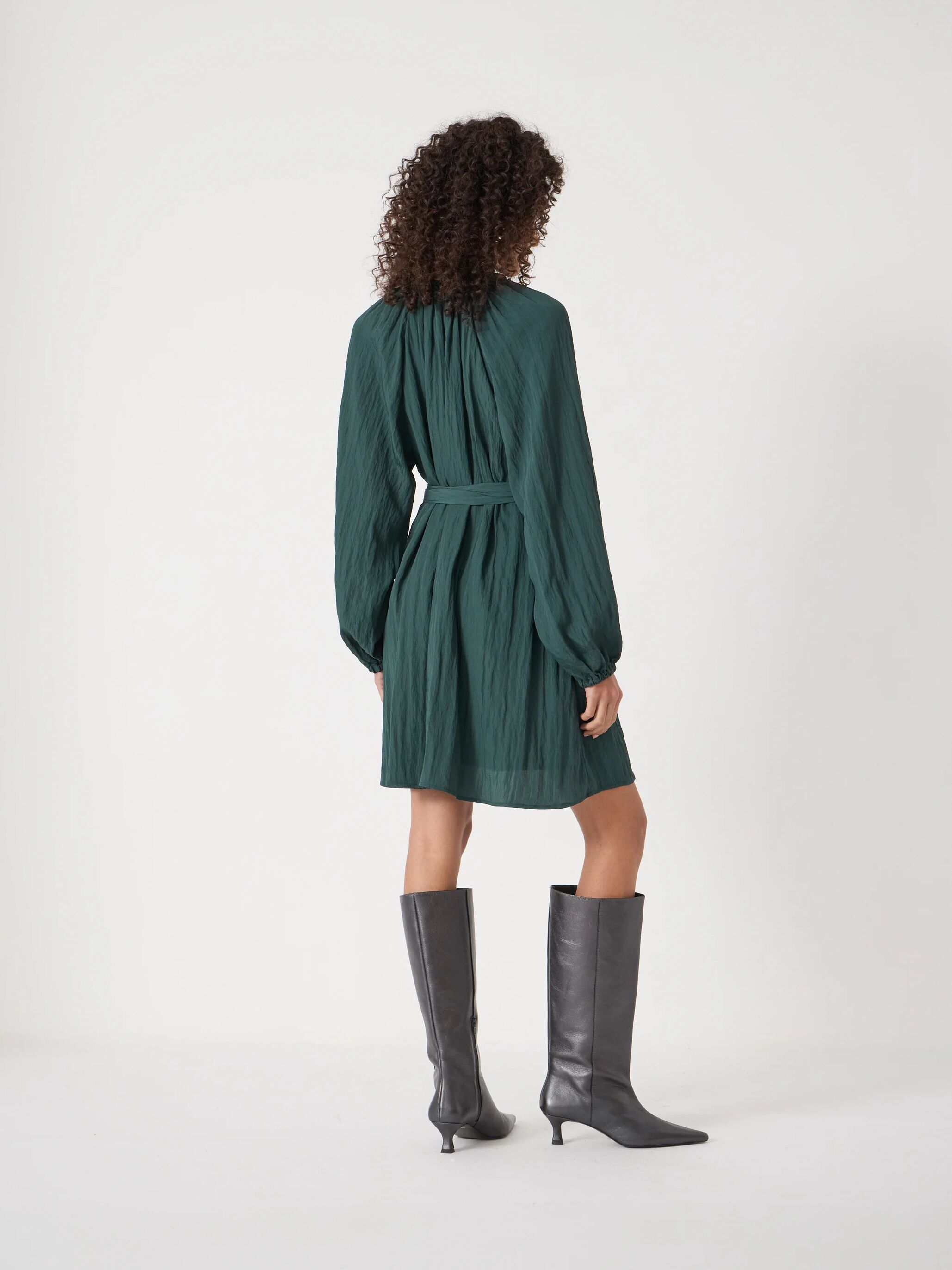 Ruffled Long Sleeve Mini Dress