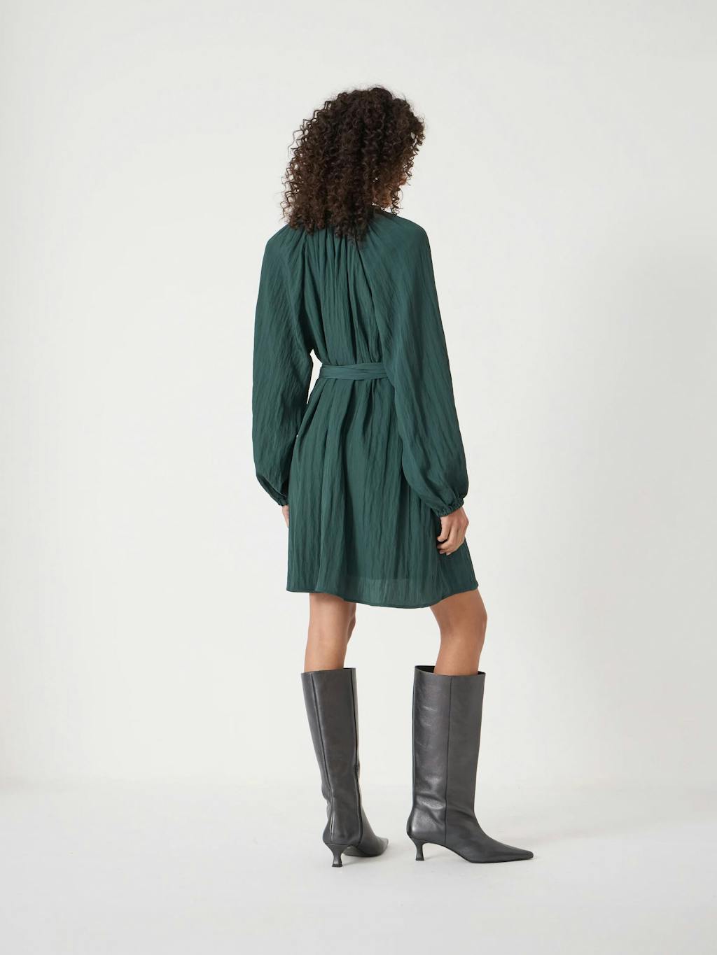 014317-2009-03 Ruffled Long Sleeve Mini Dress