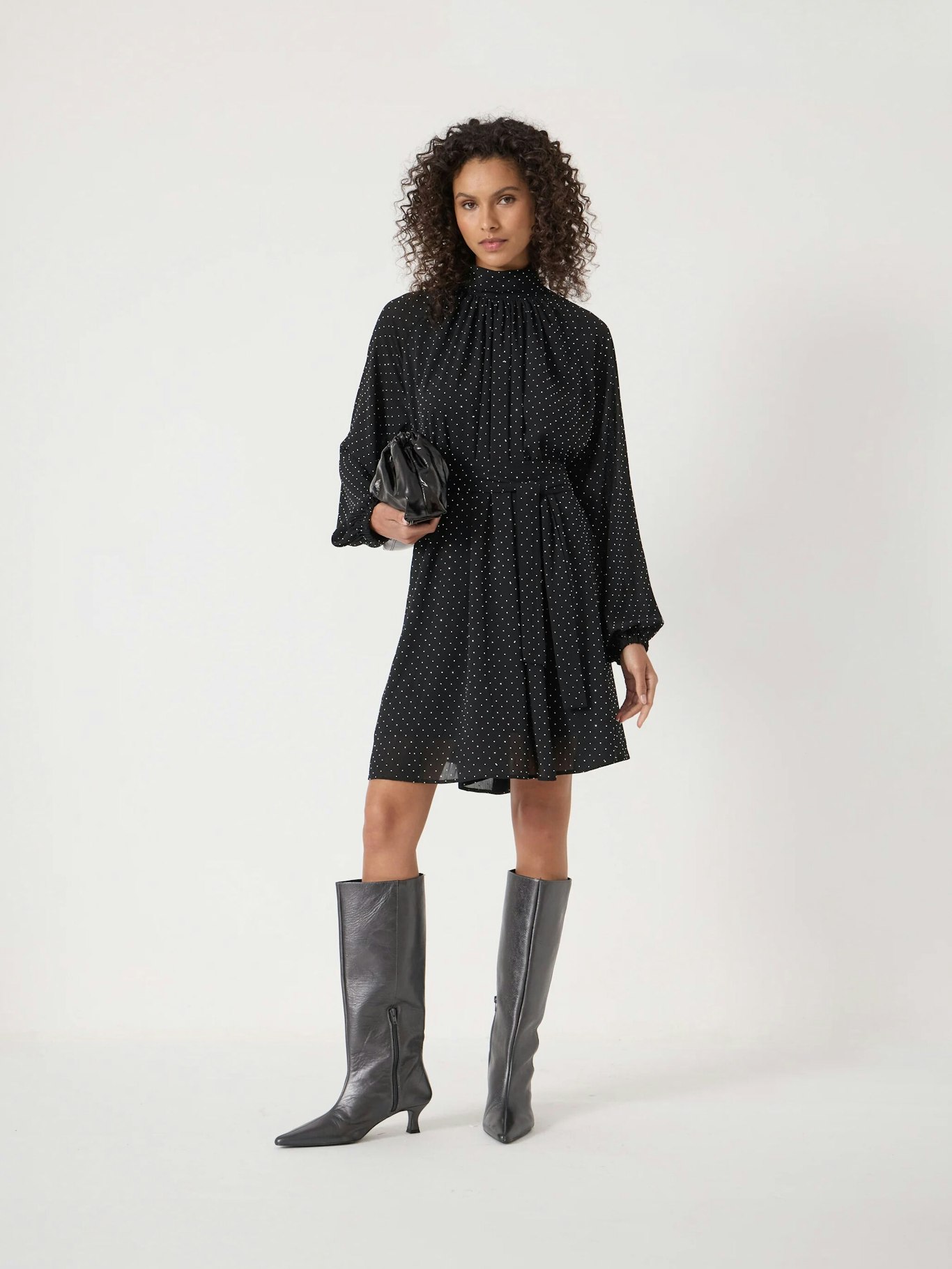 Diamante Chiffon Mini Dress | Black | hush Diamante Chiffon Mini Dress | Black | hush