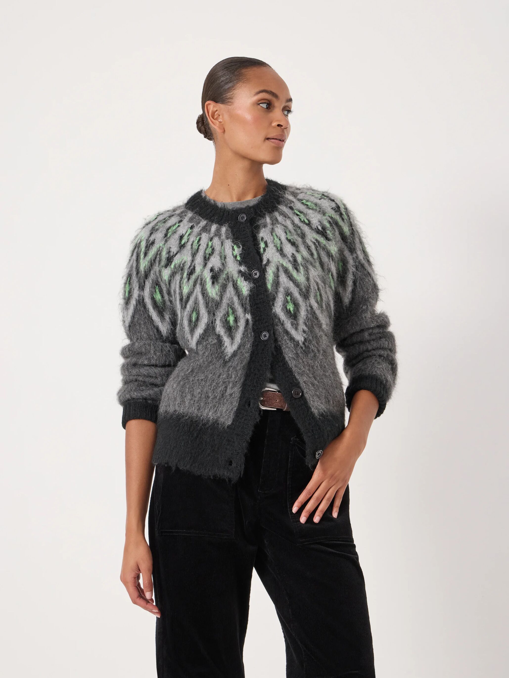 Brushed Fairisle Cardigan with Mohair