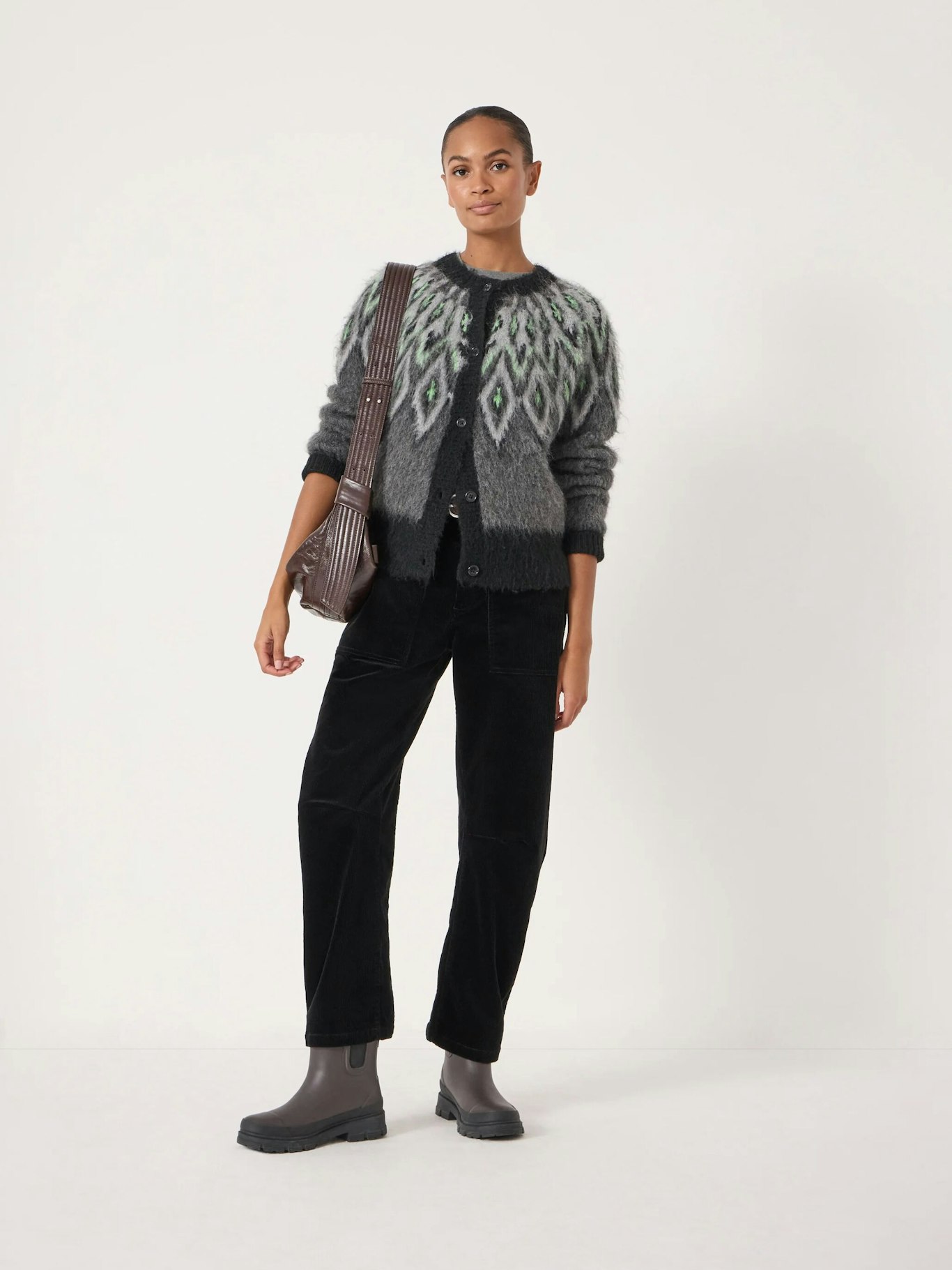 014430-2806-02 Brushed Fairisle Cardigan with Mohair