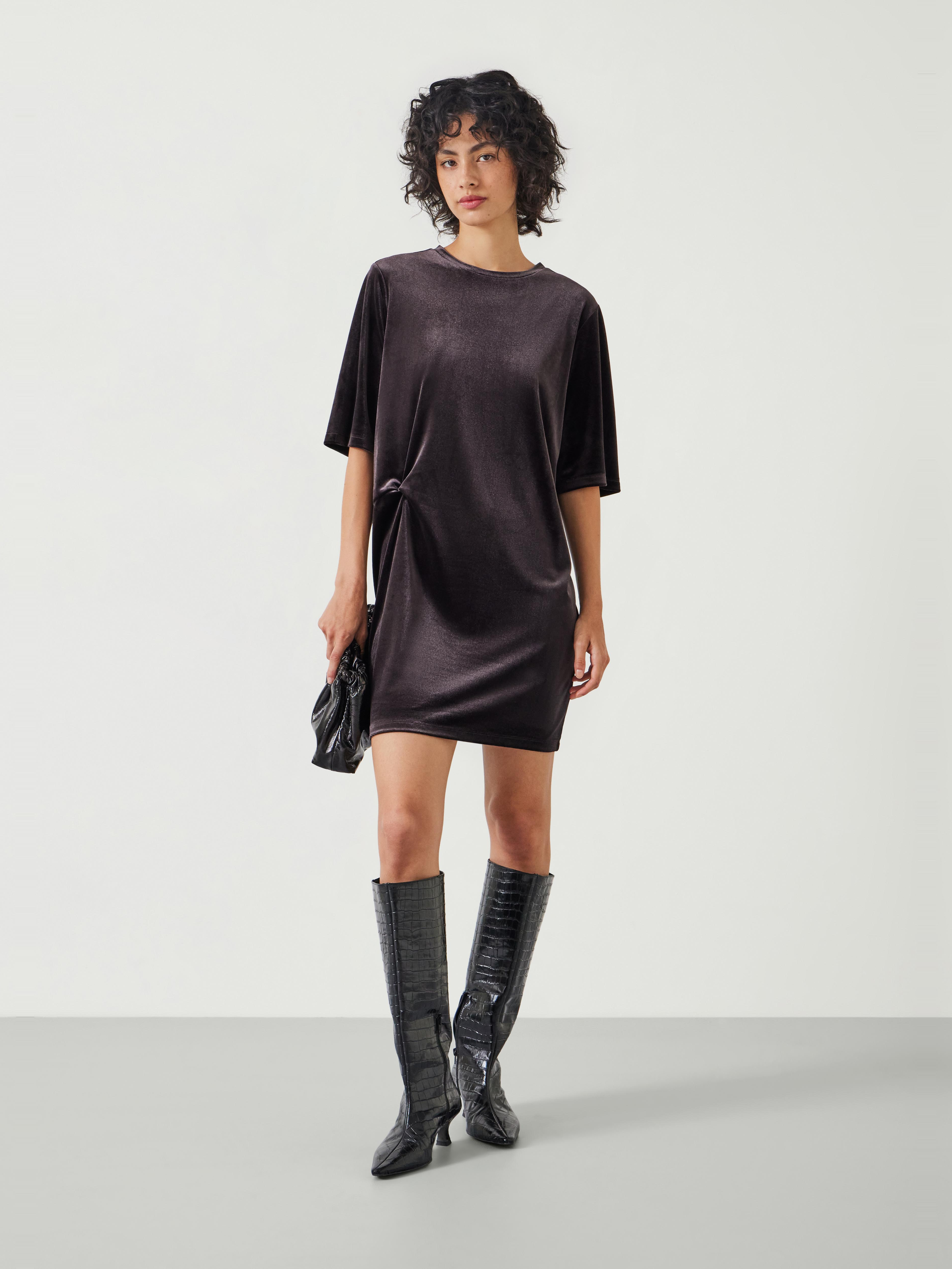 Vicky Velvet Mini Dress | Raisin Brown | hush