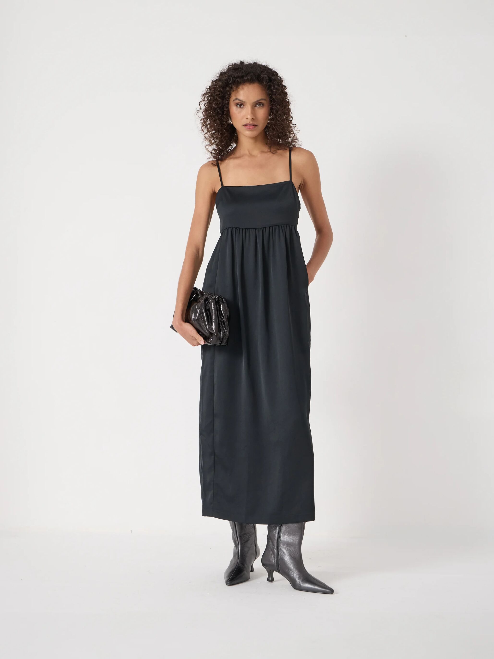 Strappy Satin Midi Dress