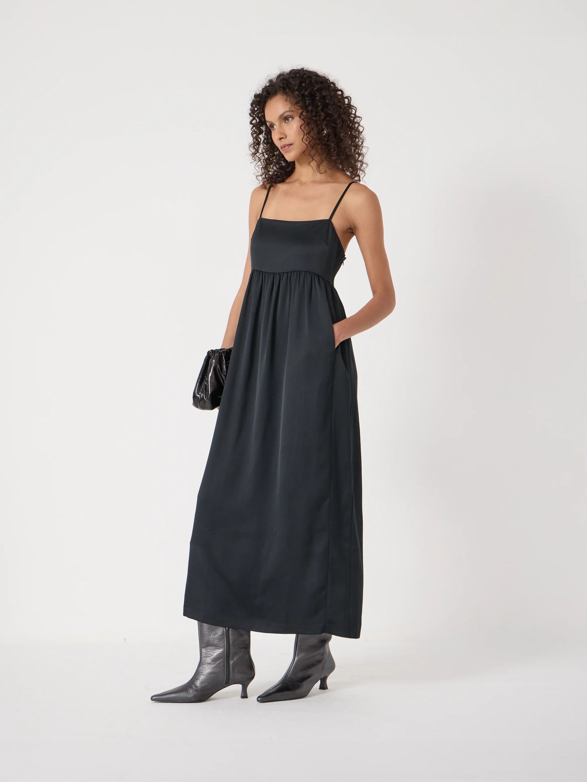 Strappy Satin Midi Dress
