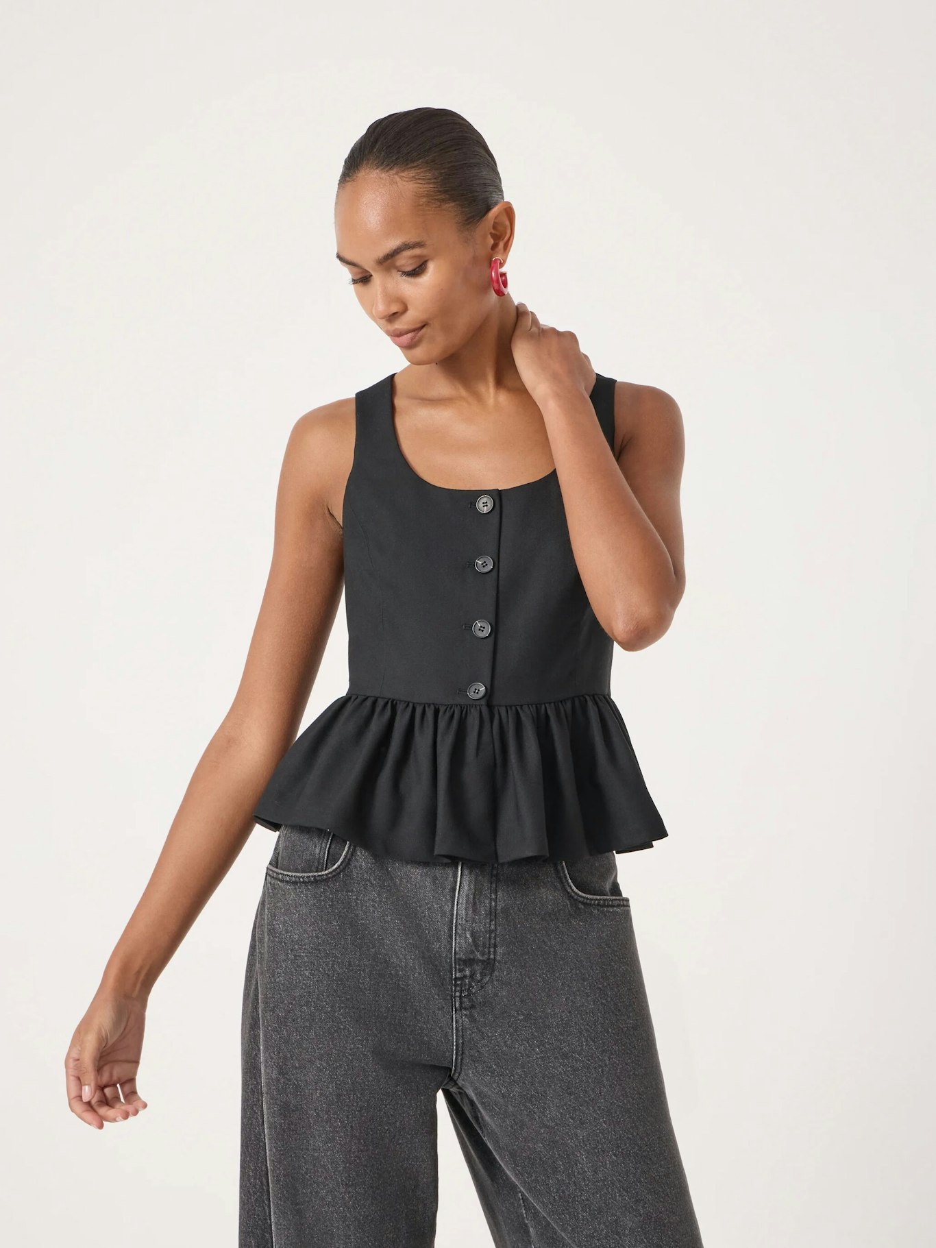 014937-0456-01 Peplum Wool Waistcoat
