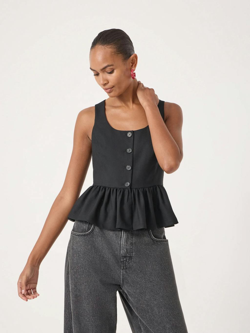 014937-0456-01 Peplum Wool Waistcoat