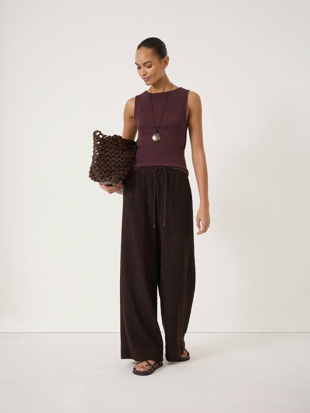 014891-0450-01 Aria Textured Jersey Wide Leg Trousers