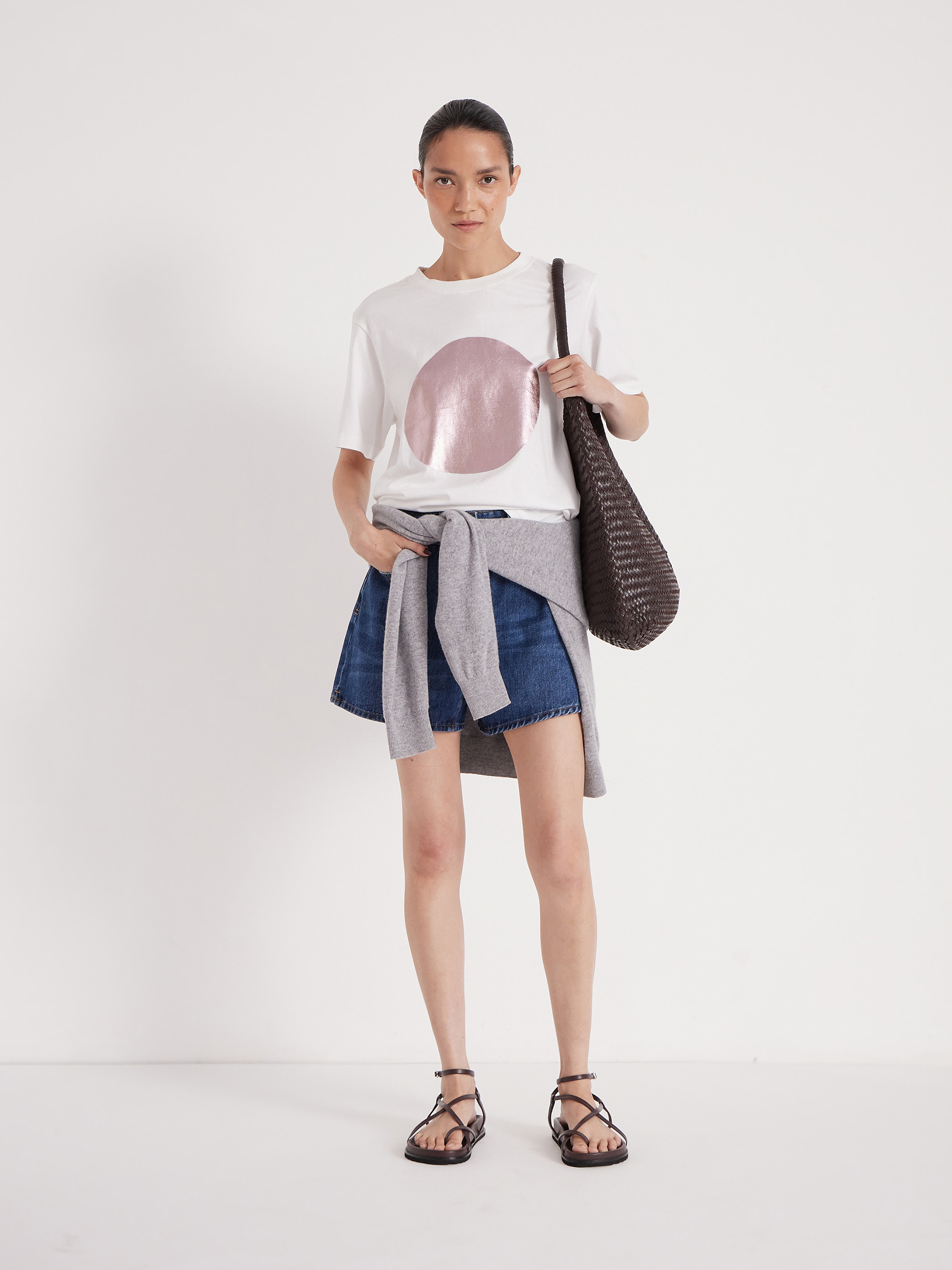 Metallic Graphic Cotton T-Shirt