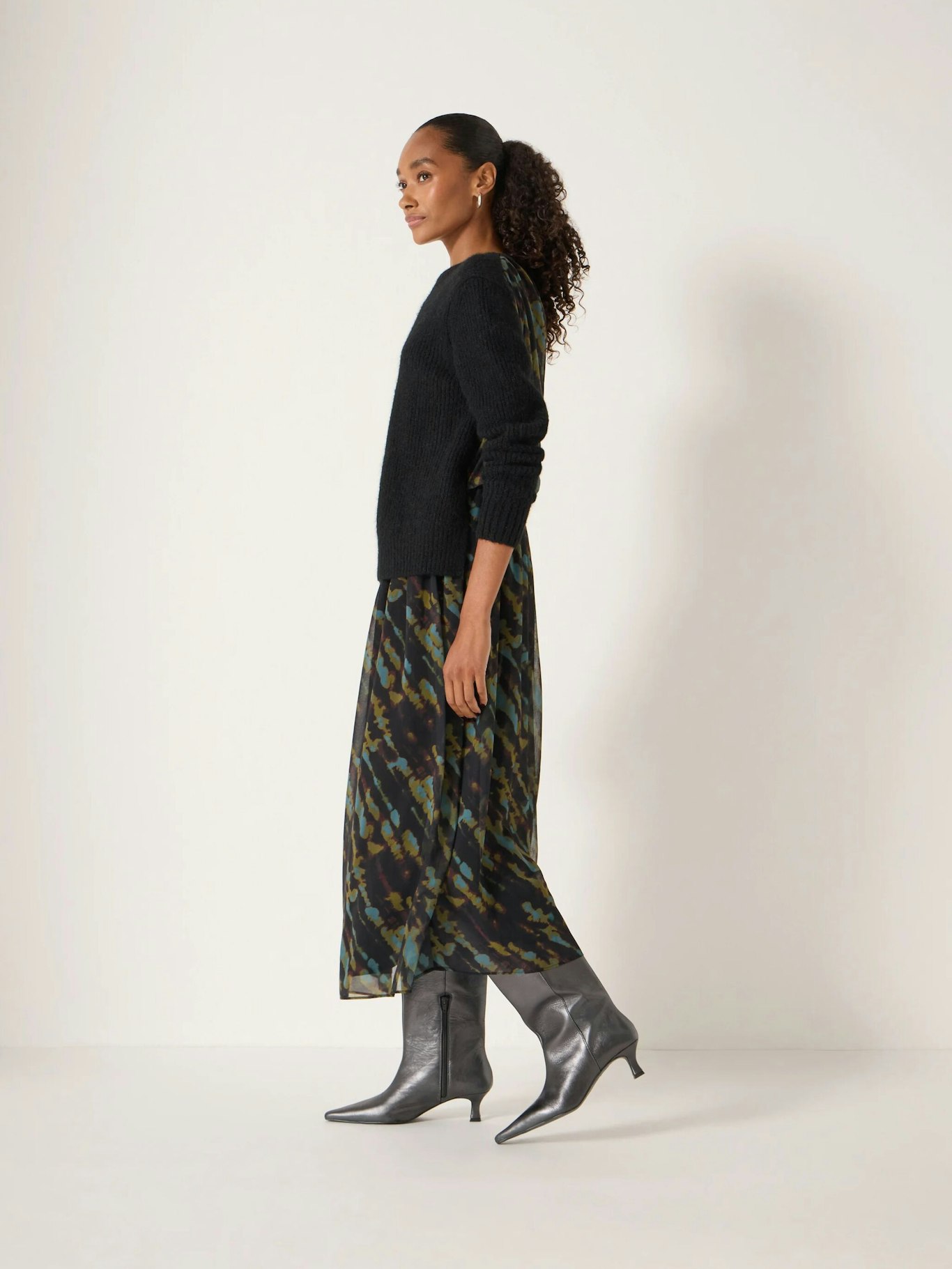 011808-4680-02 Clara Knit Woven Midi Jumper Dress